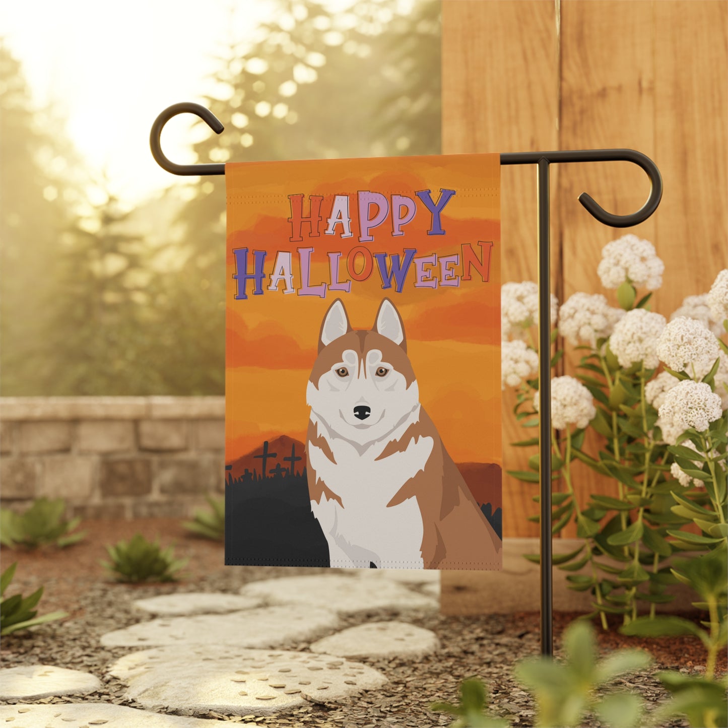 Siberian Husky Dog Halloween Garden Flag
