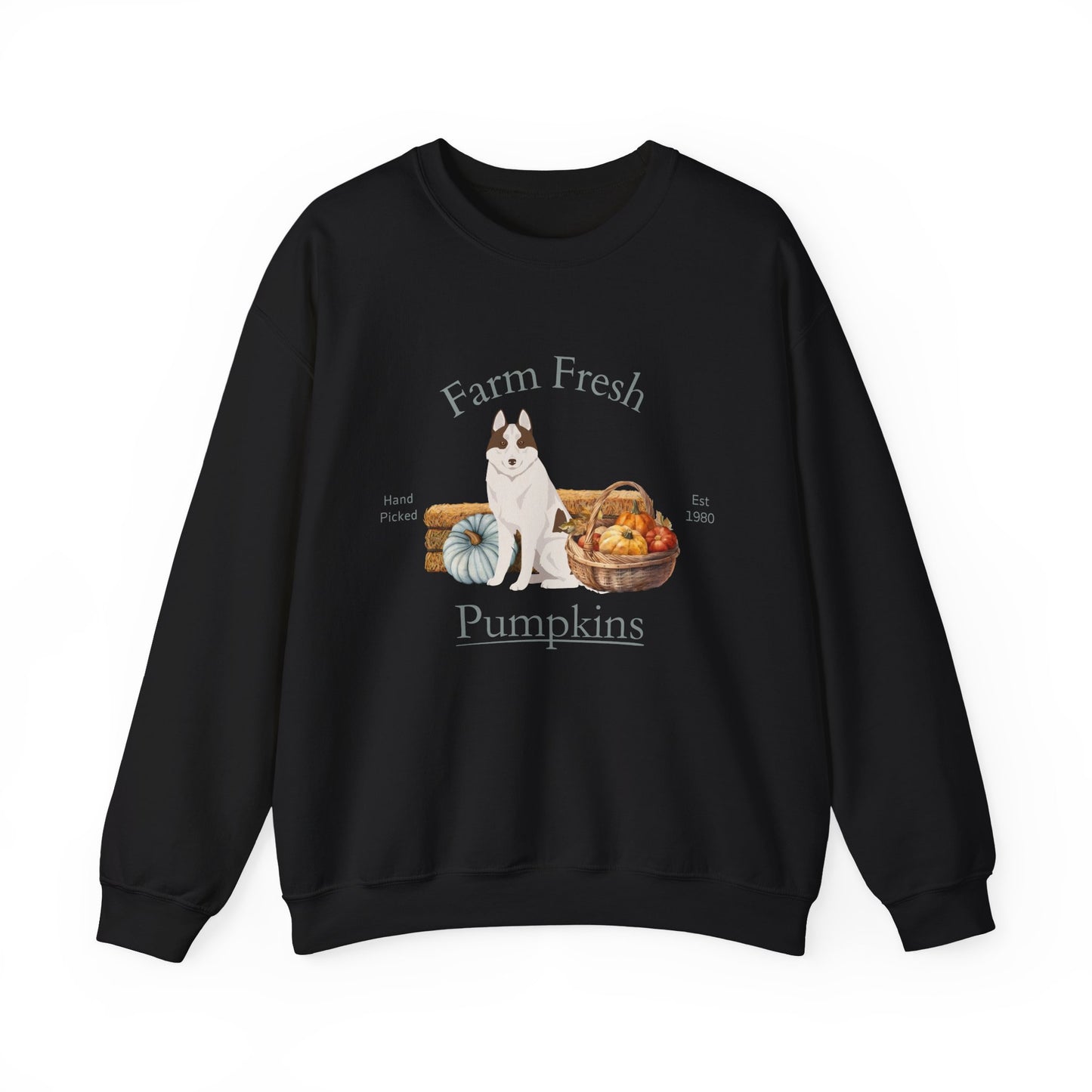 Siberian Husky Dog Fall Farm Fresh Unisex Heavy Blend Crewneck Sweatshirt