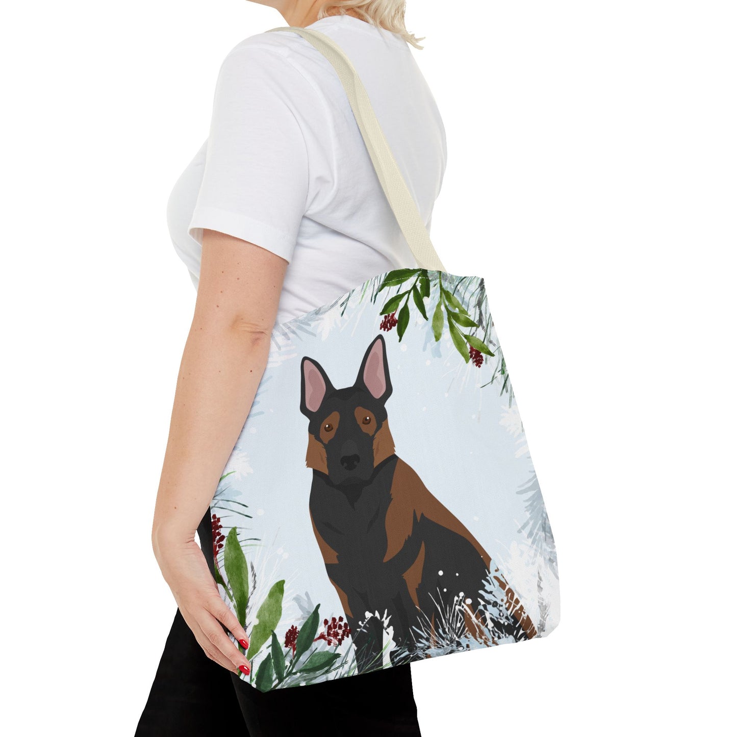 German Shepherd Dog Christmas Holiday Tote Bag 16x16