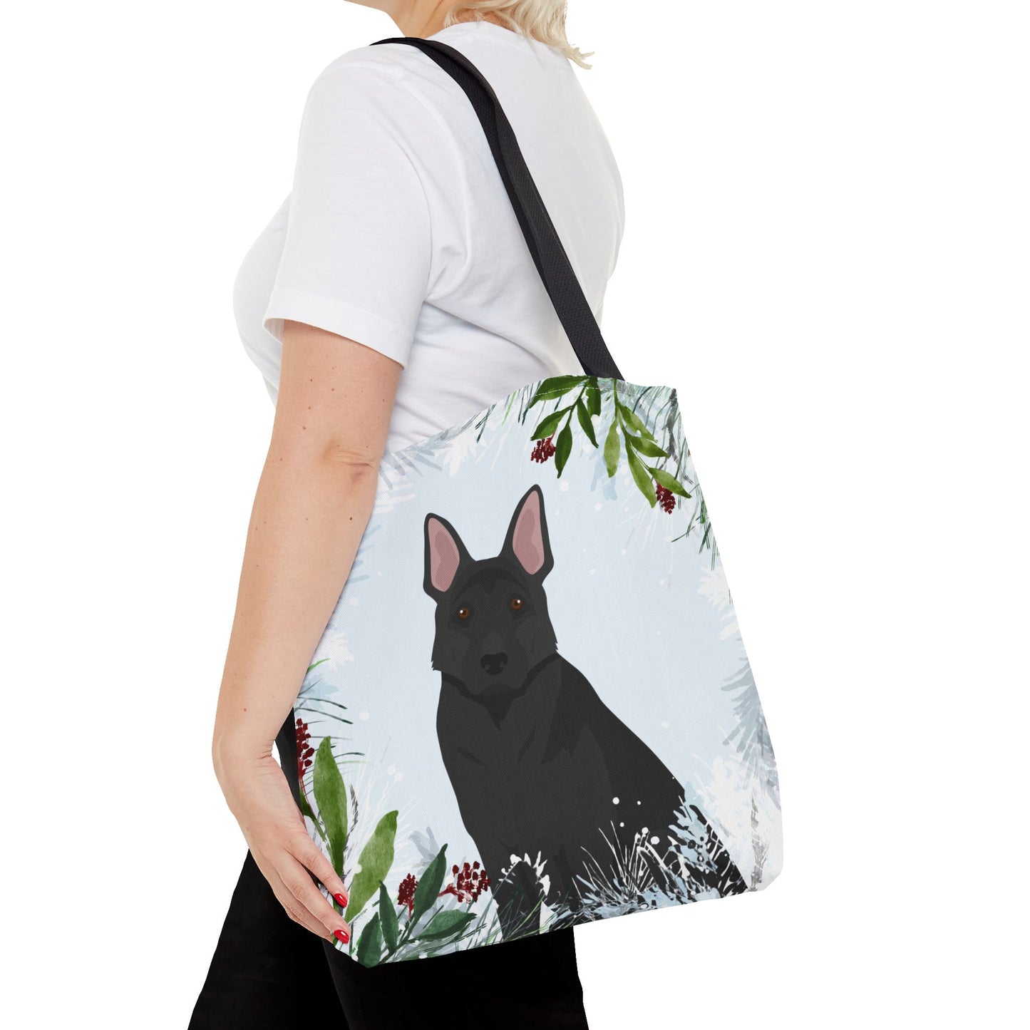 German Shepherd Dog Christmas Holiday Tote Bag 16x16