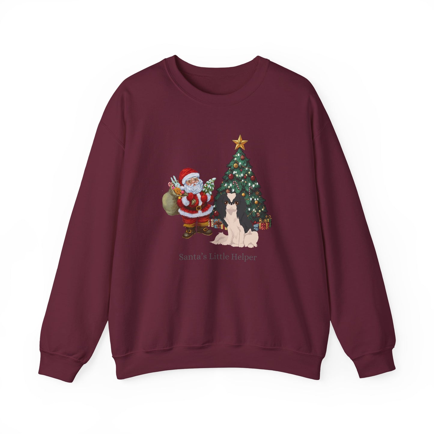 Japanese Chin Dog Santa's Little Helper Unisex Heavy Blend Crewneck Sweatshirt