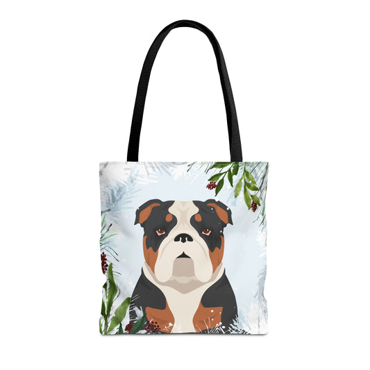 Bulldog Dog Christmas Holiday Tote Bag 16x16