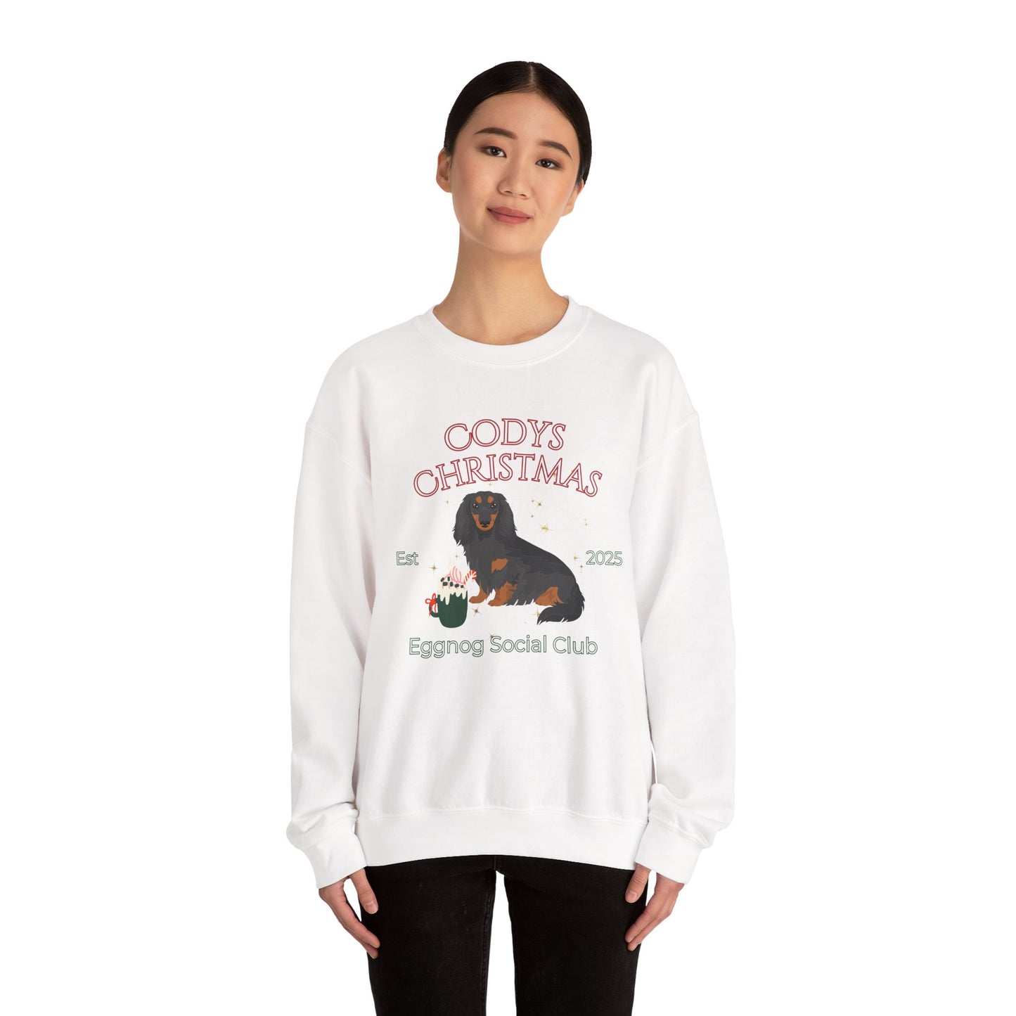 Dachshund Dog Christmas Social Club Unisex Heavy Blend Crewneck Sweatshirt Custom Name