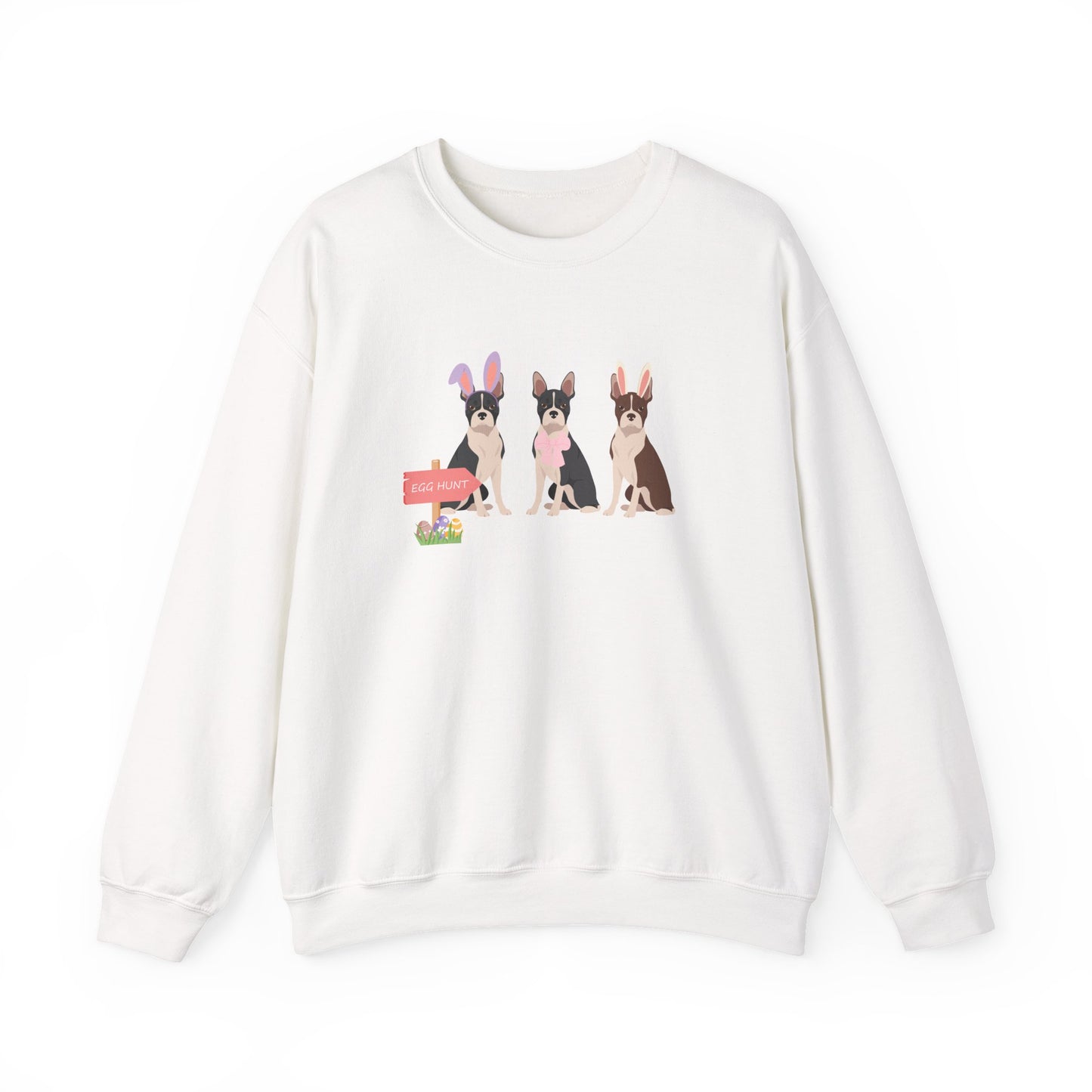 Boston Terrier Dog Easter Unisex Heavy Blend Crewneck Sweatshirt, Easter, Cute Dog Mom Gift