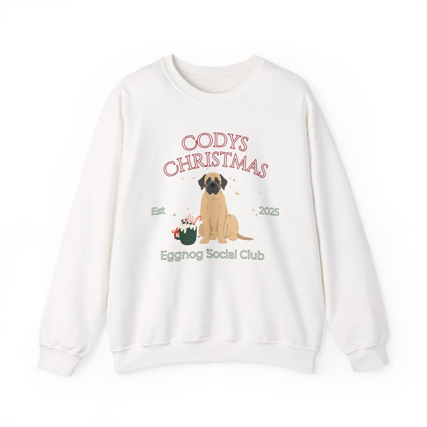 Mastiff Dog Christmas Social Club Unisex Heavy Blend Crewneck Sweatshirt Custom Name