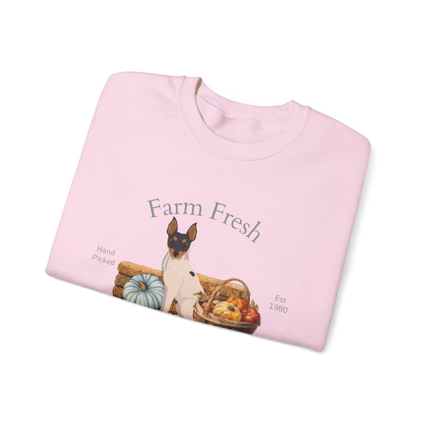 Toy Fox Terrier Dog Fall Farm Fresh Unisex Heavy Blend Crewneck Sweatshirt