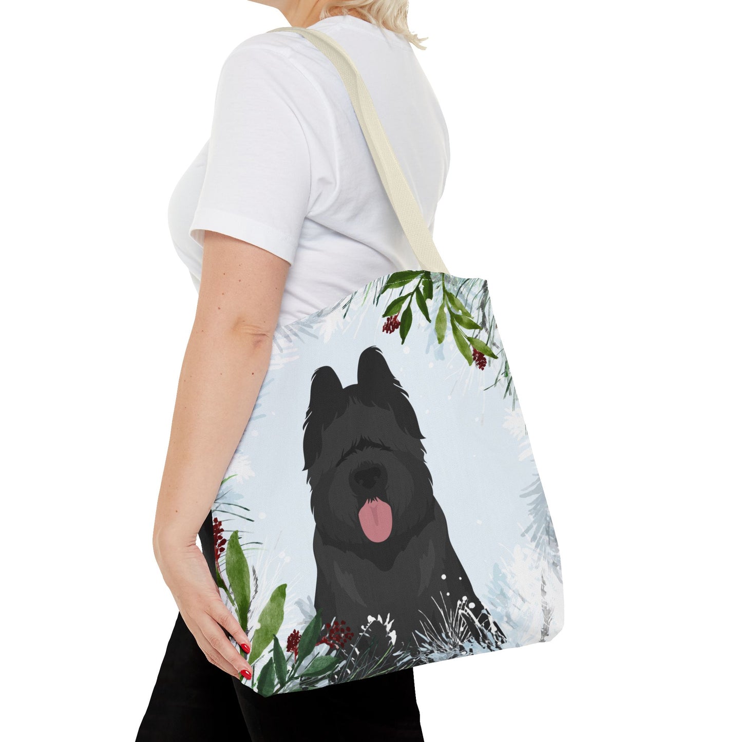 Briard Dog Christmas Holiday Tote Bag 16x16