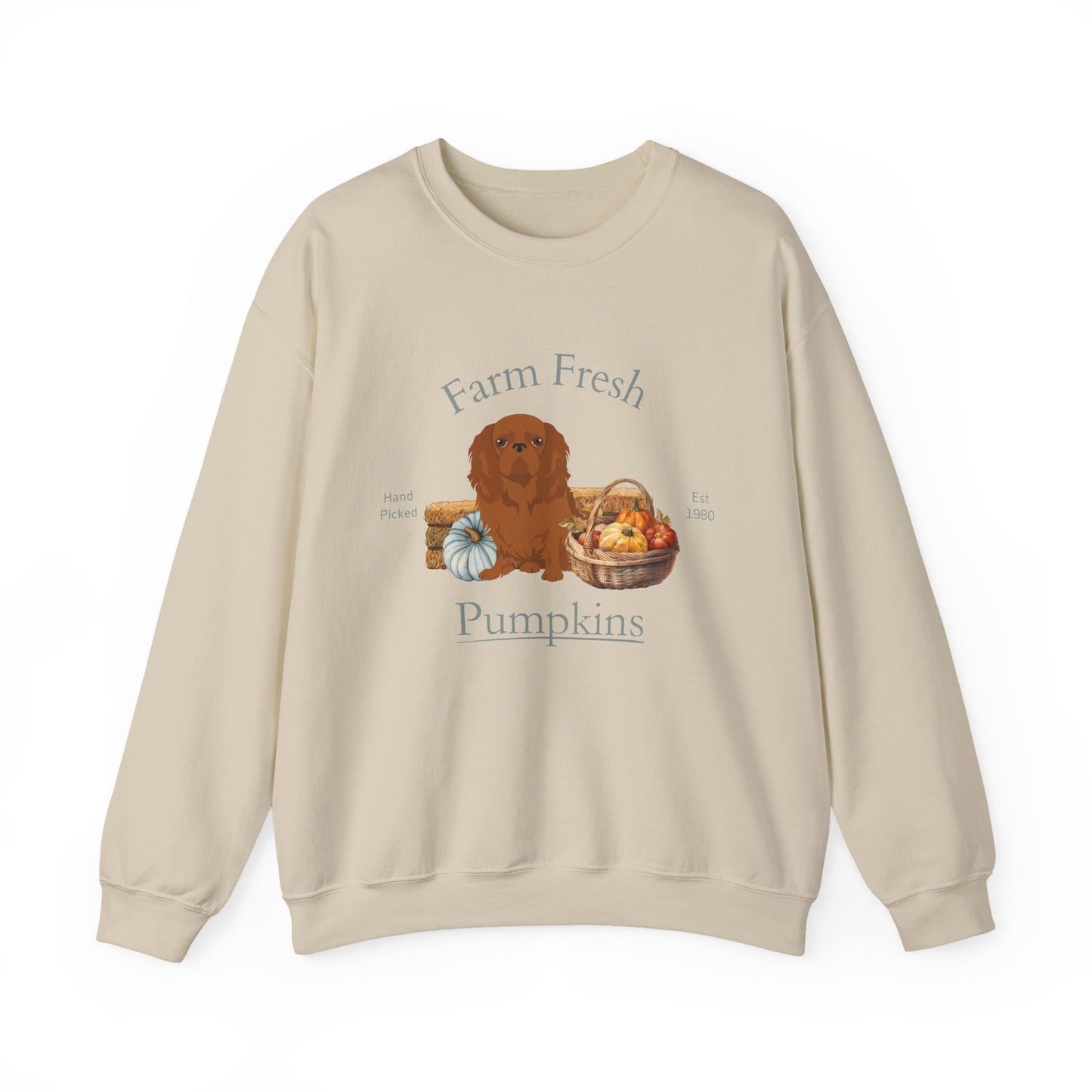 English Toy Spaniel Dog Fall Farm Fresh Unisex Heavy Blend Crewneck Sweatshirt