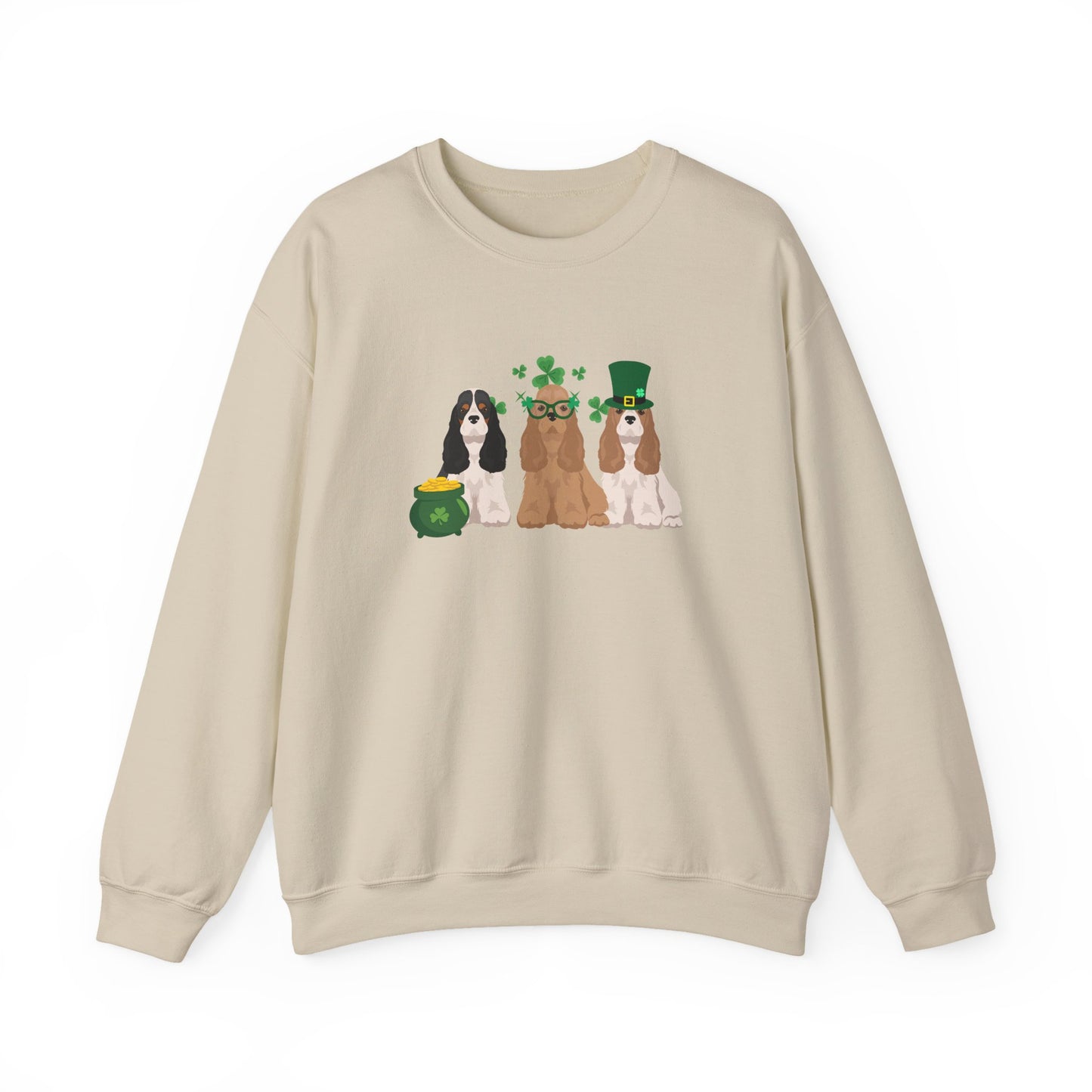 Cocker Spaniel Dog St Patricks Day Unisex Heavy Blend Crewneck Sweatshirt, St Pattys day, Cute Dog Mom Gift