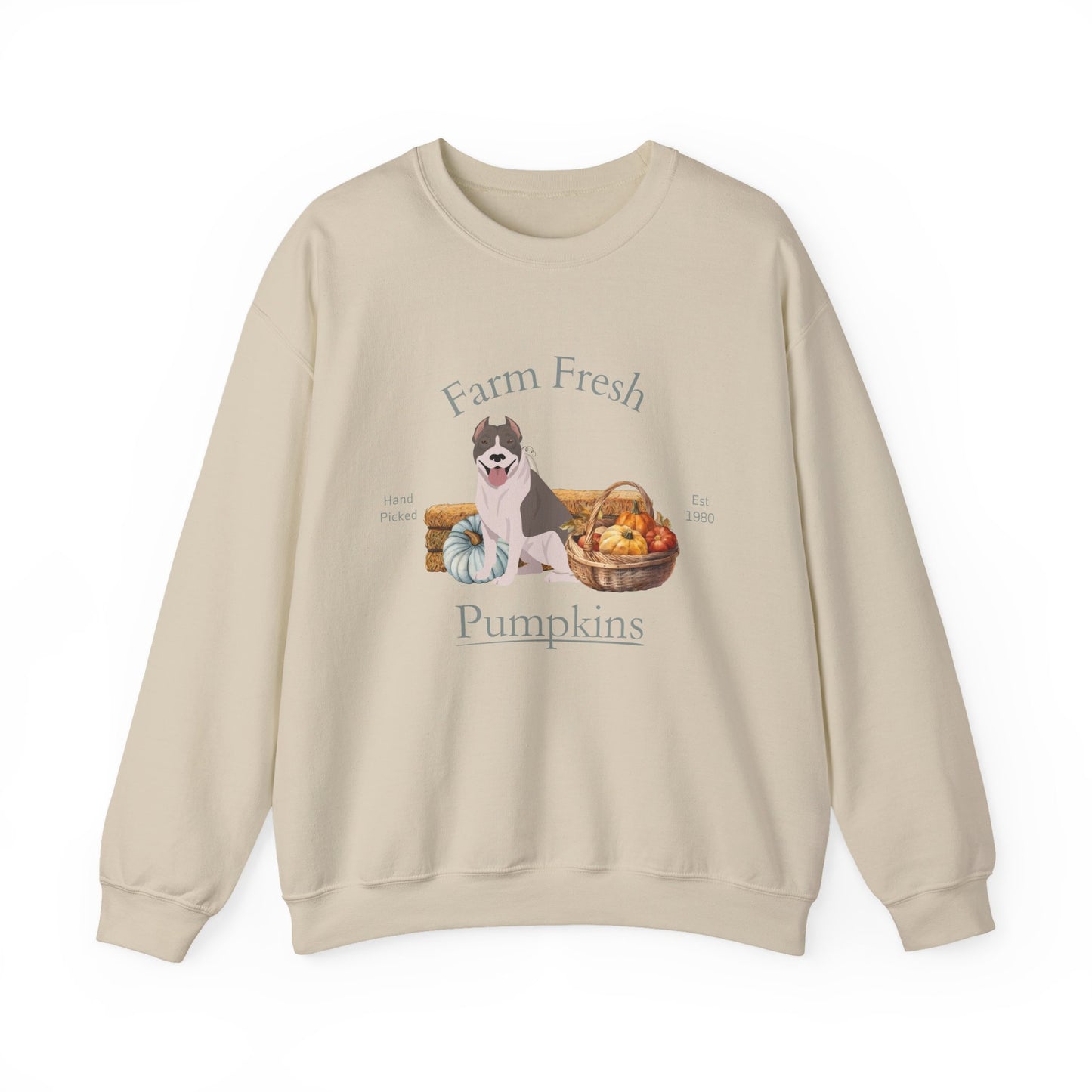 Pit Bull Terrier Dog Fall Farm Fresh Unisex Heavy Blend Crewneck Sweatshirt