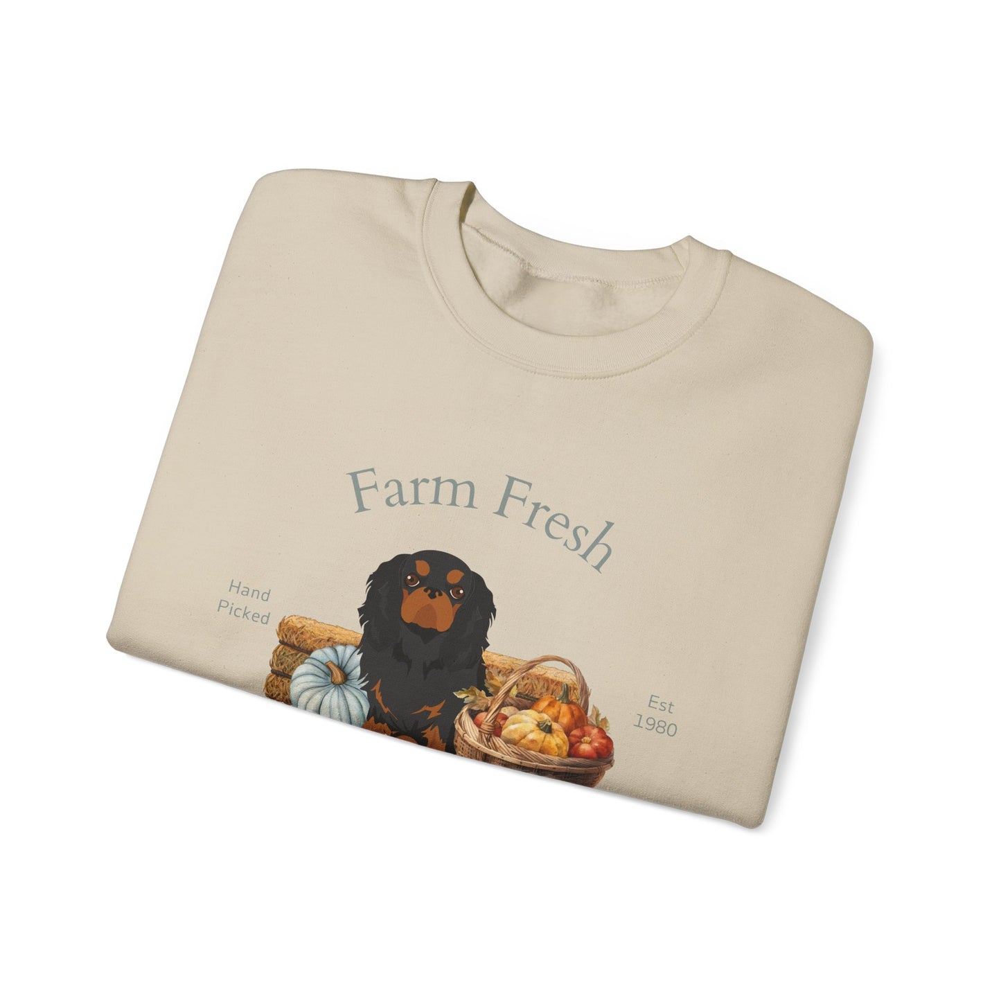 English Toy Spaniel Dog Fall Farm Fresh Unisex Heavy Blend Crewneck Sweatshirt