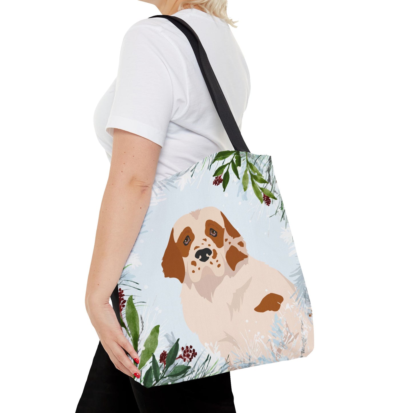 Clumber Spaniel Dog Christmas Holiday Tote Bag 16x16