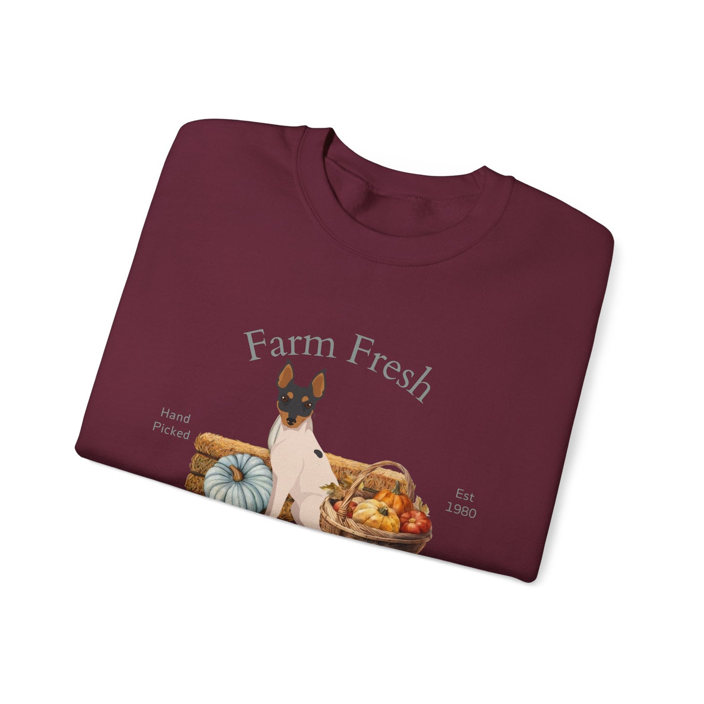 Toy Fox Terrier Dog Fall Farm Fresh Unisex Heavy Blend Crewneck Sweatshirt