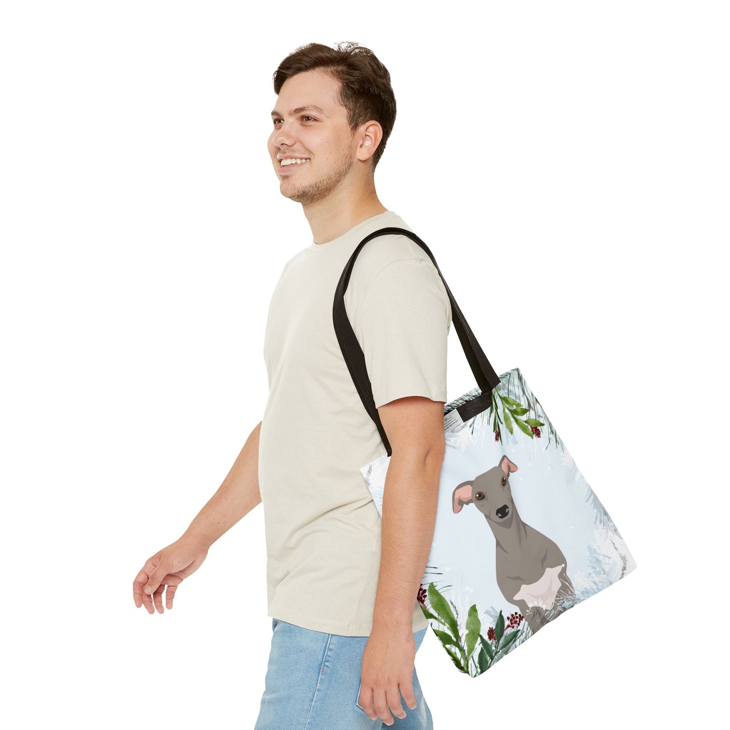 Whippet Dog Christmas Holiday Tote Bag 16x16