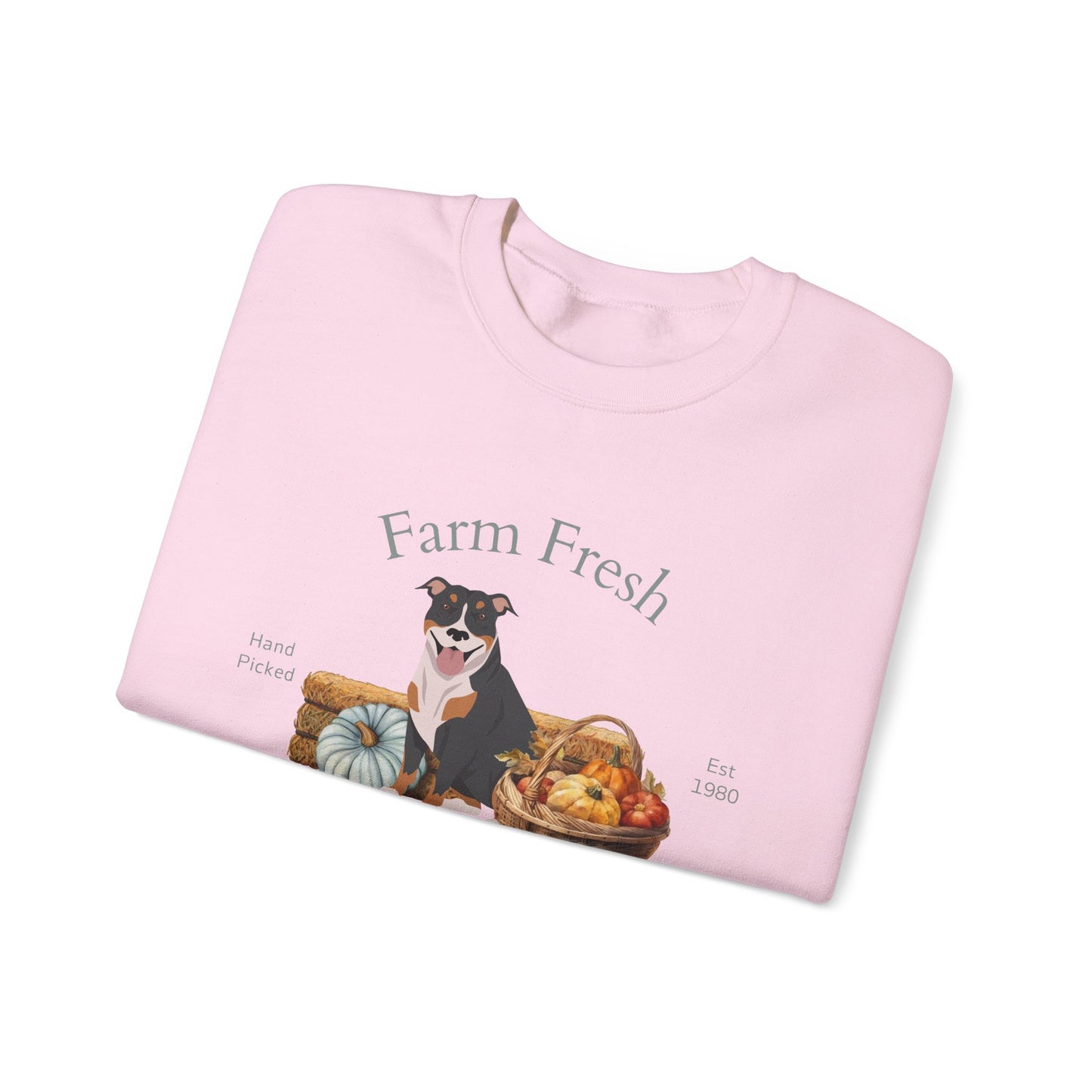 Pit Bull Terrier Dog Fall Farm Fresh Unisex Heavy Blend Crewneck Sweatshirt