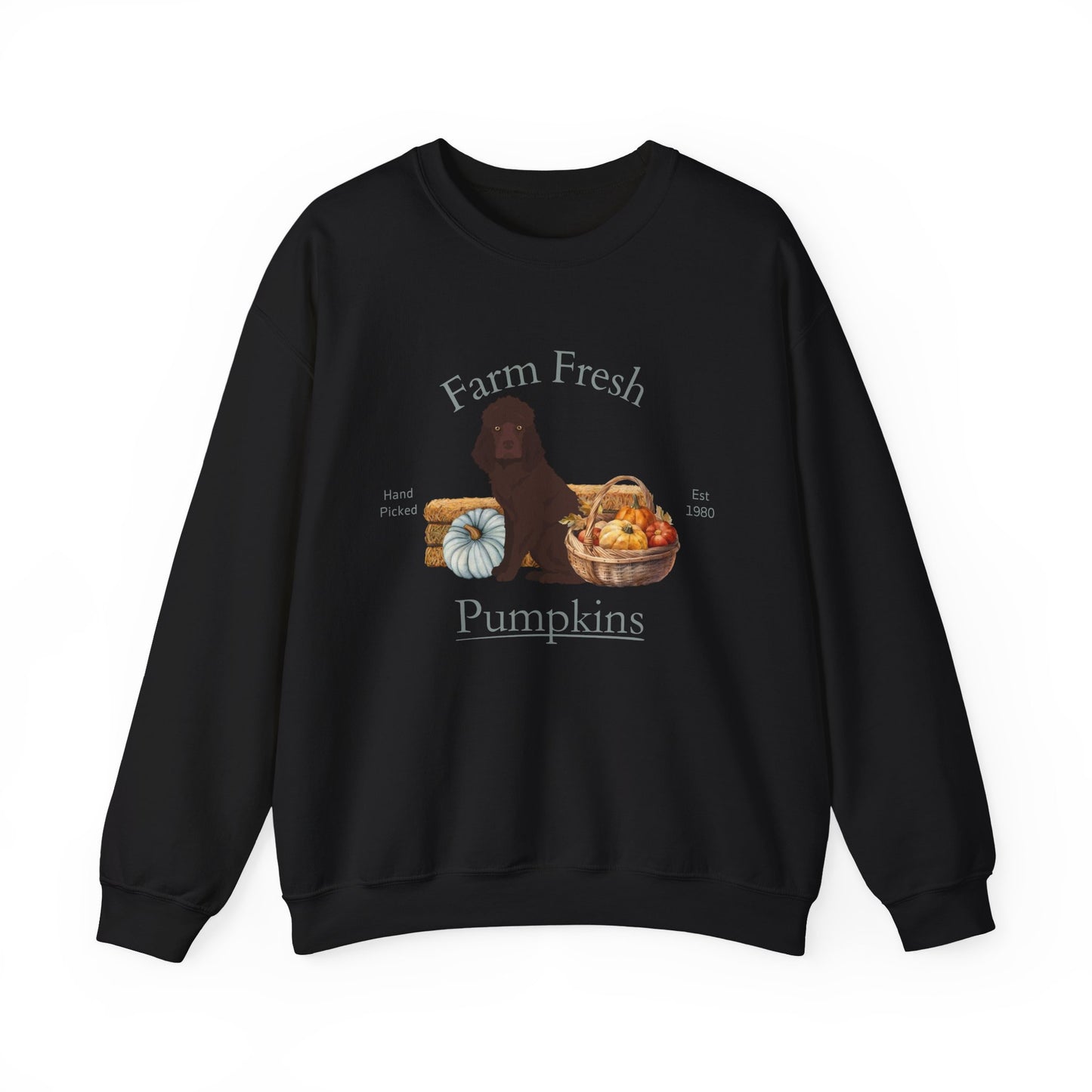 Irish Water Spaniel Dog Fall Farm Fresh Unisex Heavy Blend Crewneck Sweatshirt