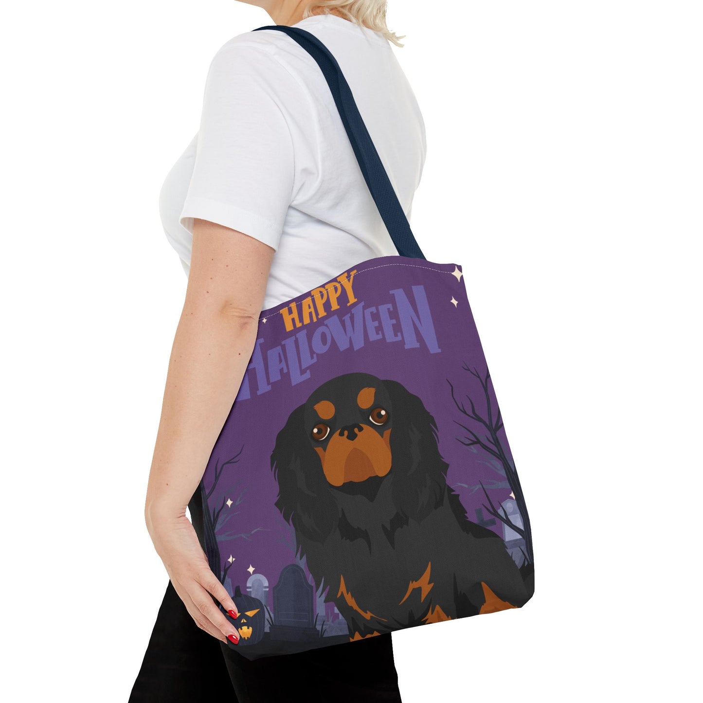 English Toy Spaniel Dog Happy Halloween Tote Bag 16x16