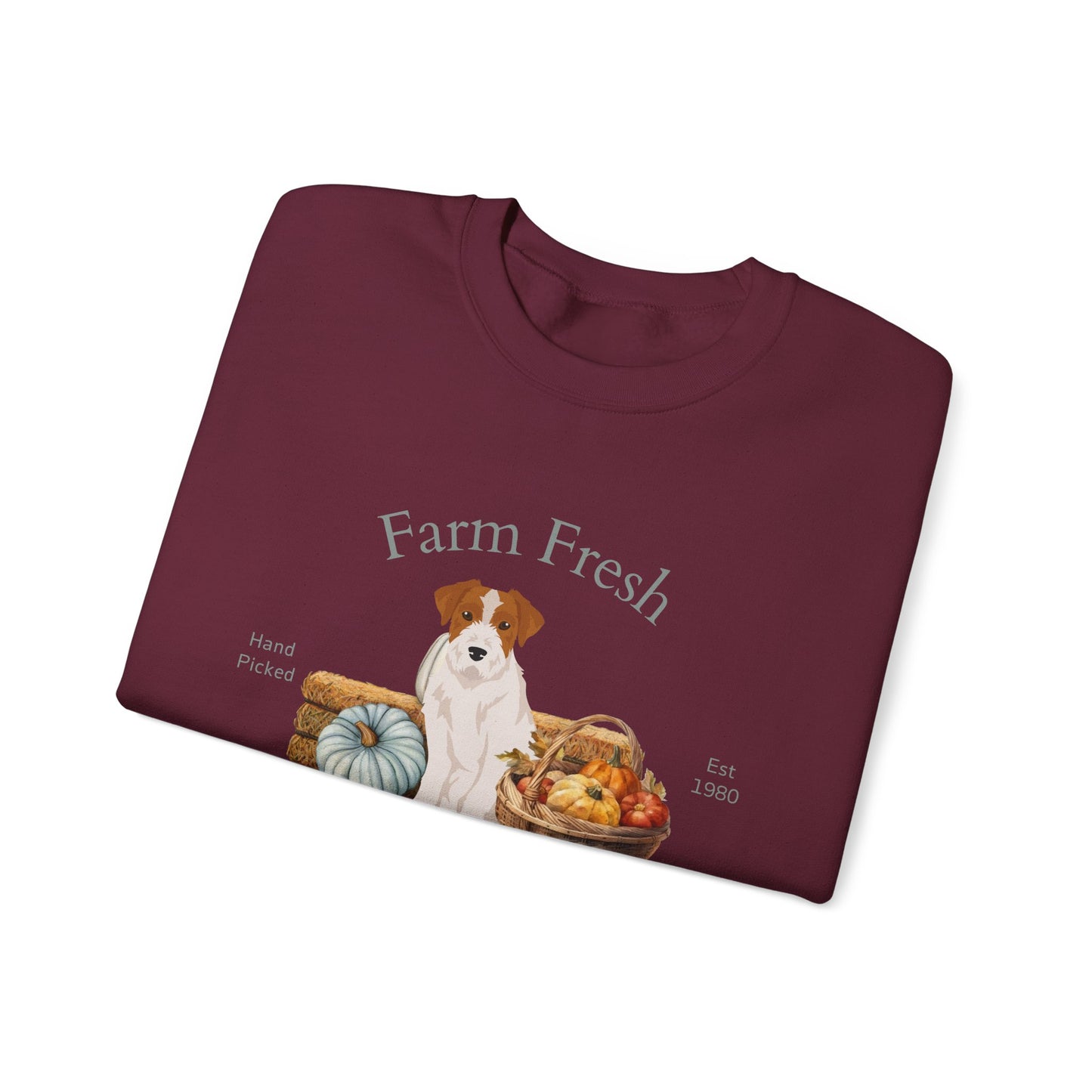 Jack Russell Terrier Dog Fall Farm Fresh Unisex Heavy Blend Crewneck Sweatshirt