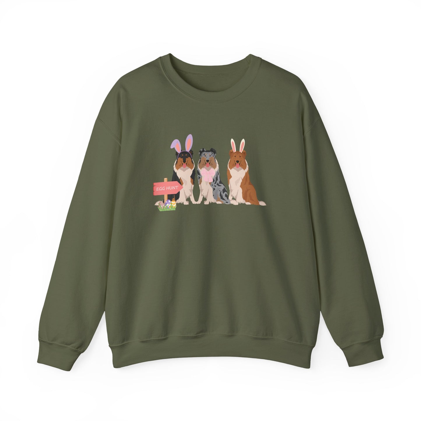 Collie Dog Easter Unisex Heavy Blend Crewneck Sweatshirt, easter, Cute Dog Mom Gift