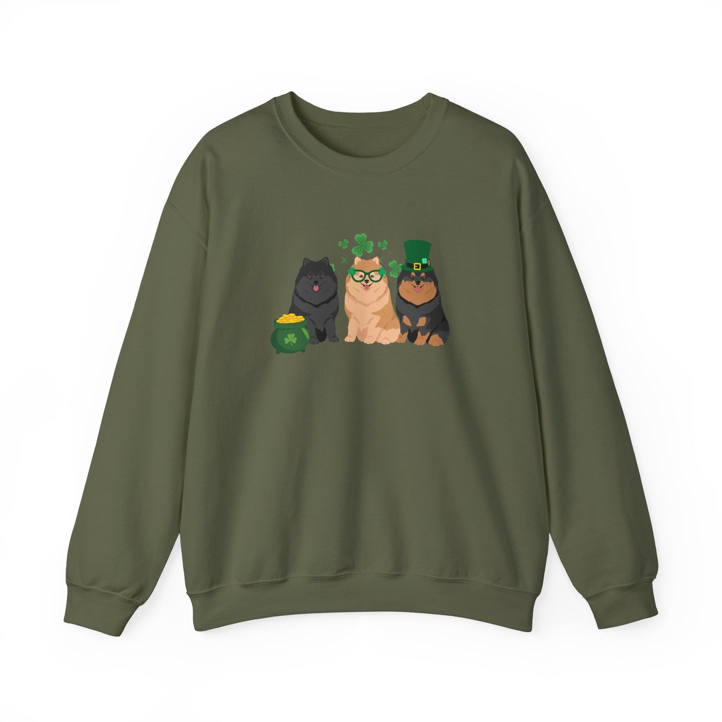 Pomeranian Dog St Patricks Day Unisex Heavy Blend Crewneck Sweatshirt, St Pattys day, Cute Dog Mom Gift