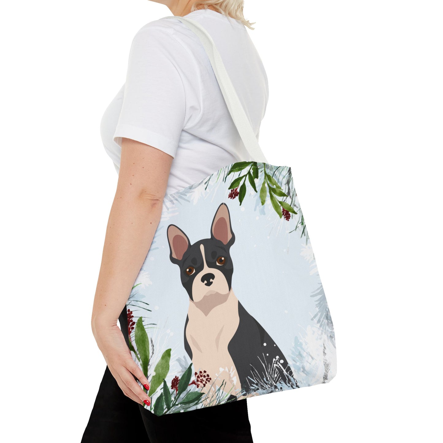 Boston Terrier Dog Christmas Holiday Tote Bag 16x16