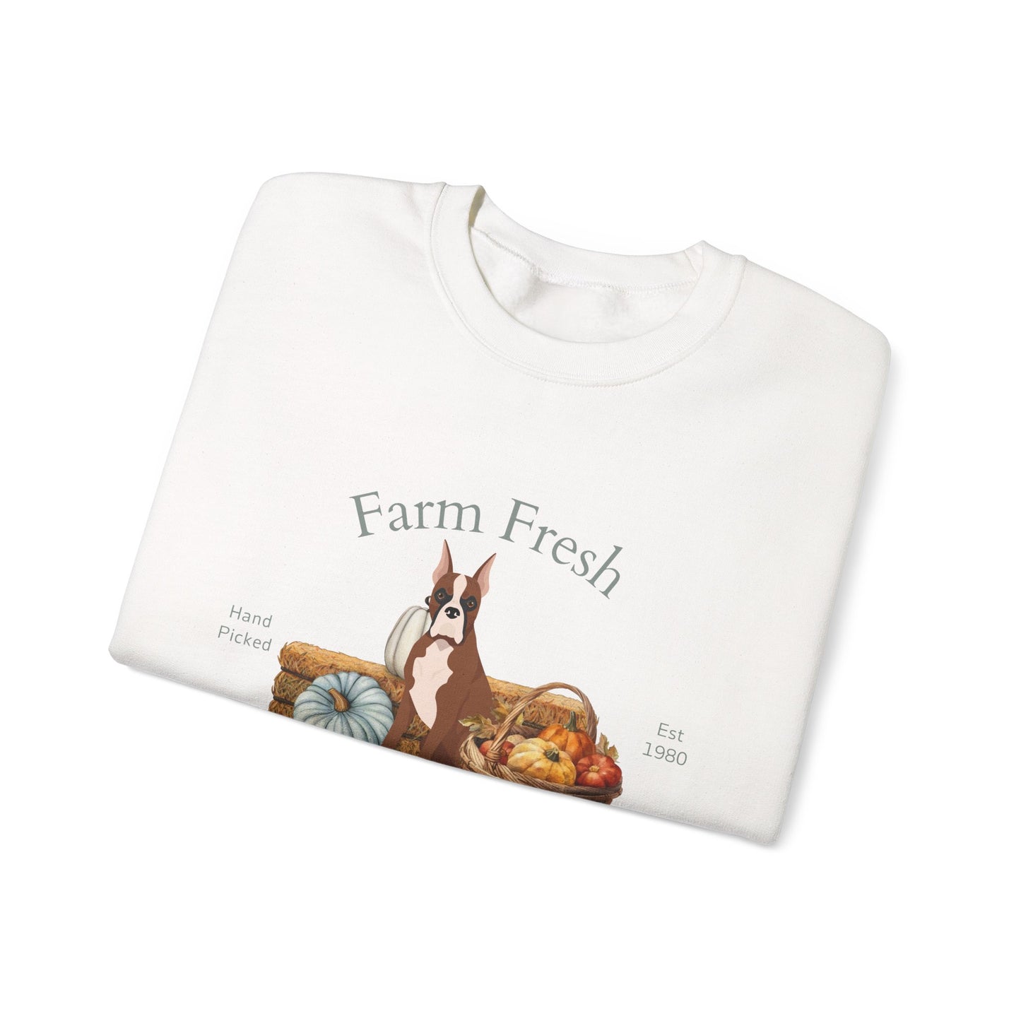 Boxer Dog Fall Farm Fresh Unisex Heavy Blend Crewneck Sweatshirt