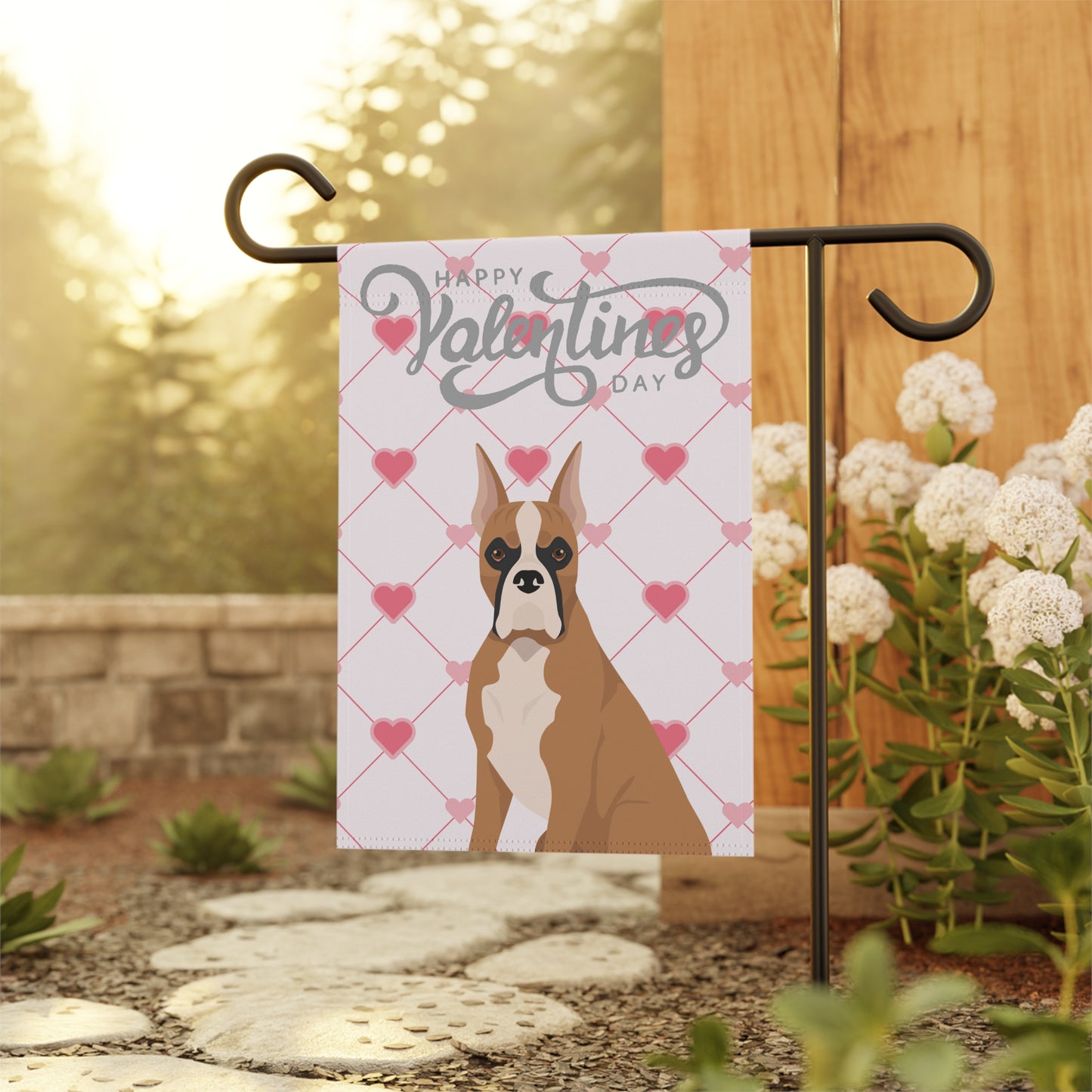 Boxer Dog Valentines Day Garden Flag