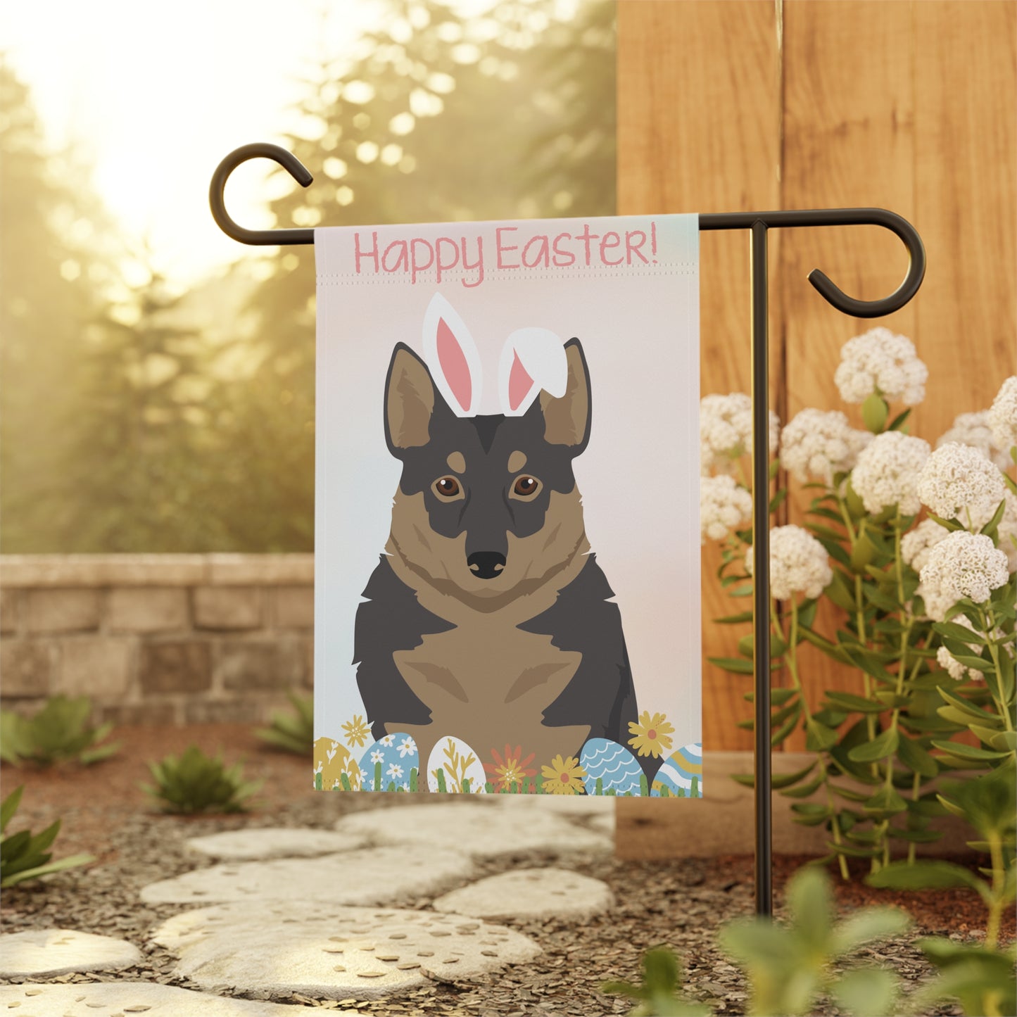 Swedish Vallhund Dog Happy Easter Garden Flag