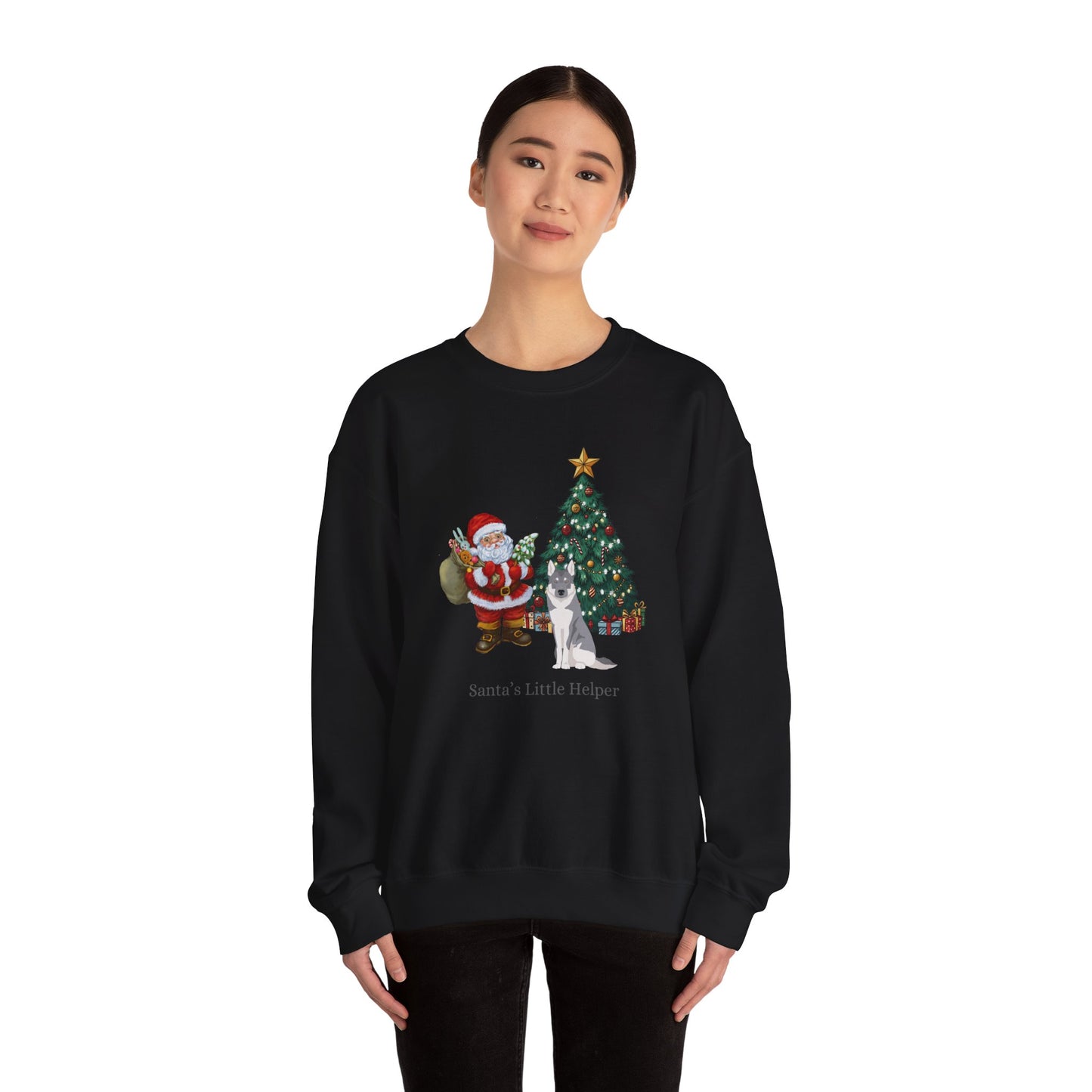 Czechoslovakian Vlcak Dog Santa's Little Helper Unisex Heavy Blend Crewneck Sweatshirt