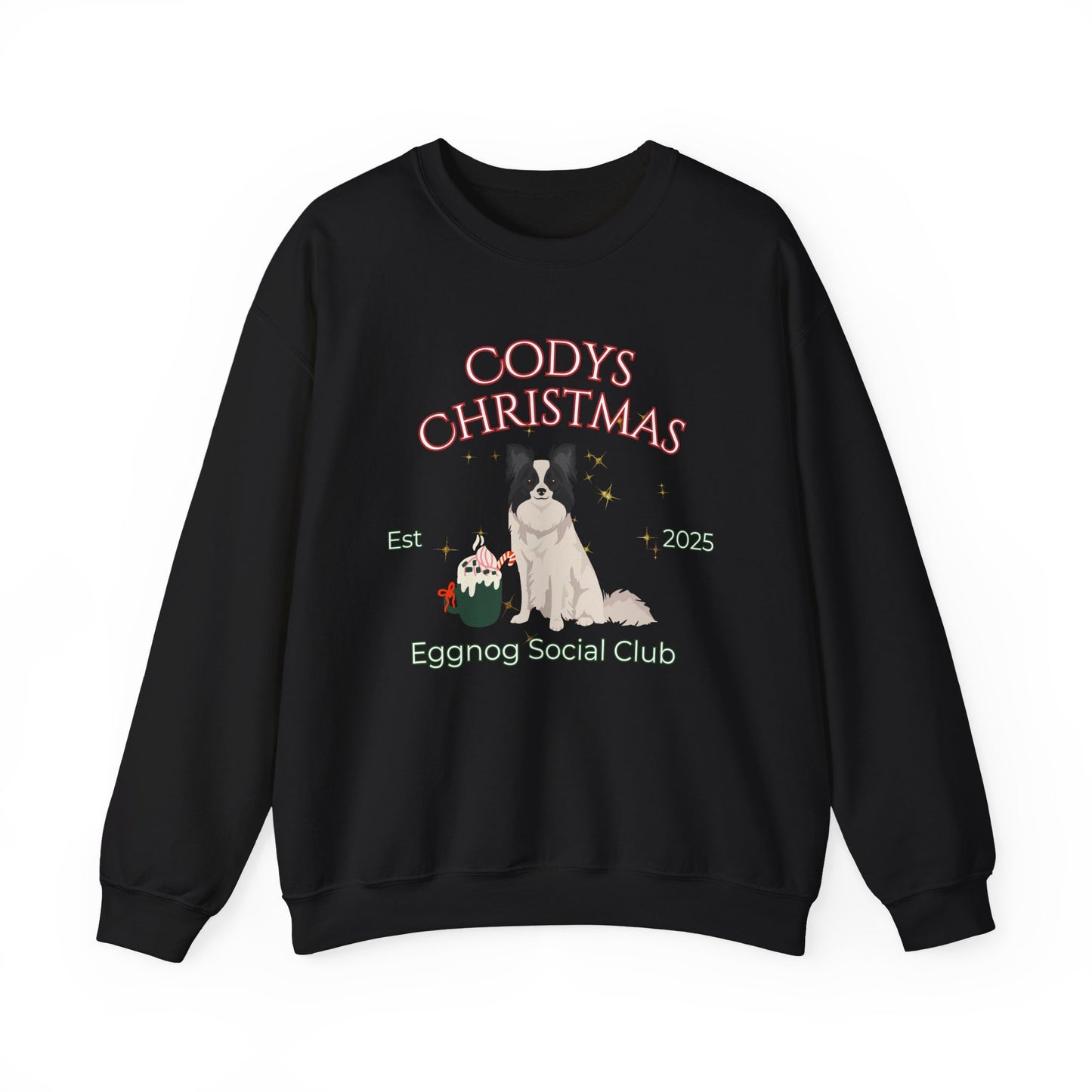 Papillon Dog Christmas Social Club Unisex Heavy Blend Crewneck Sweatshirt Custom Name