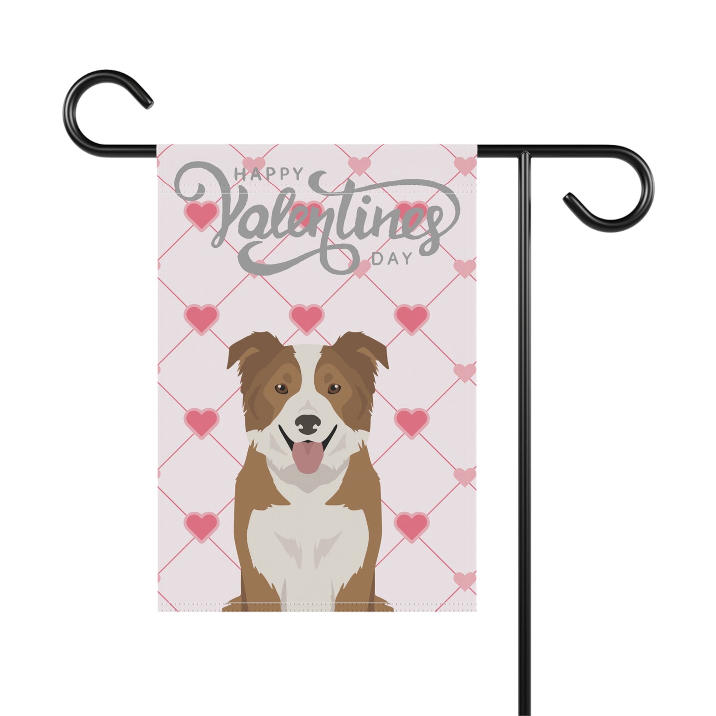 Border Collie Dog Valentines Day Garden Flag