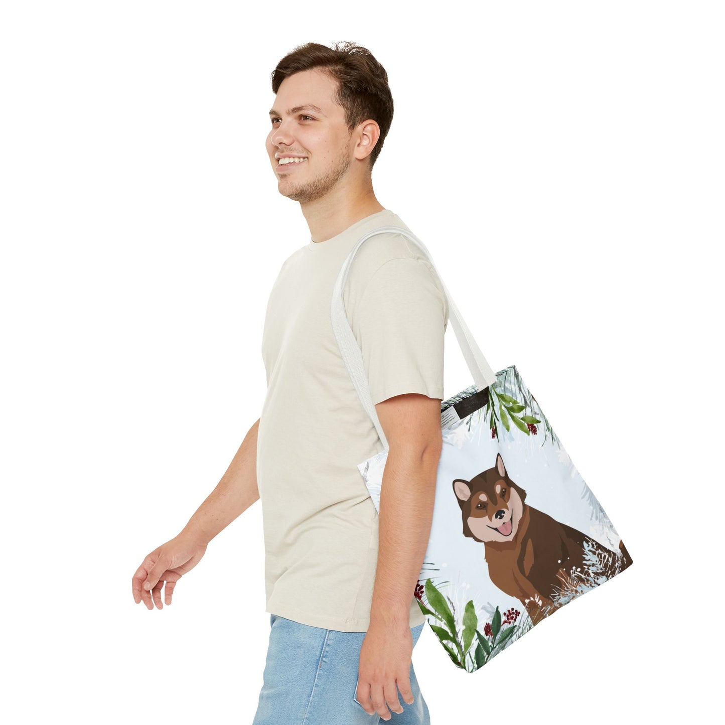 Hokkaido Dog Christmas Holiday Tote Bag 16x16