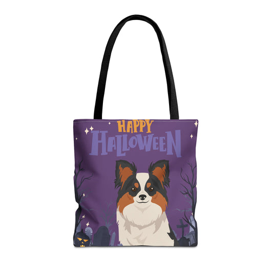 Papillon Dog Happy Halloween Tote Bag 16x16