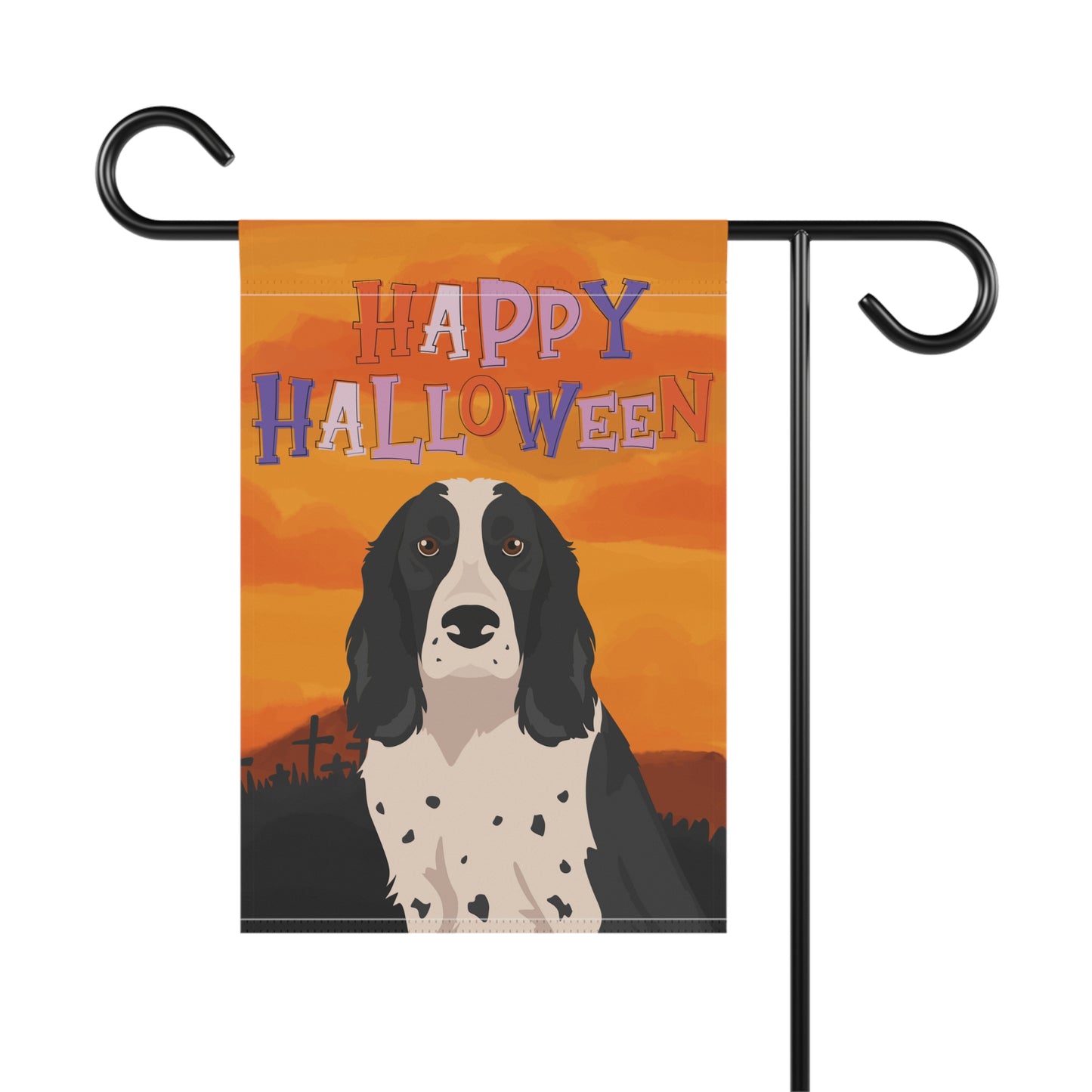 Russian Spaniel Dog Halloween Garden Flag