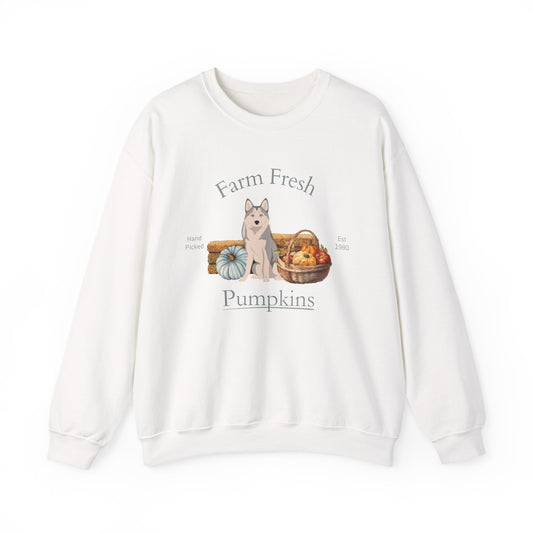 Alaskan Husky Dog Fall Farm Fresh Unisex Heavy Blend Crewneck Sweatshirt