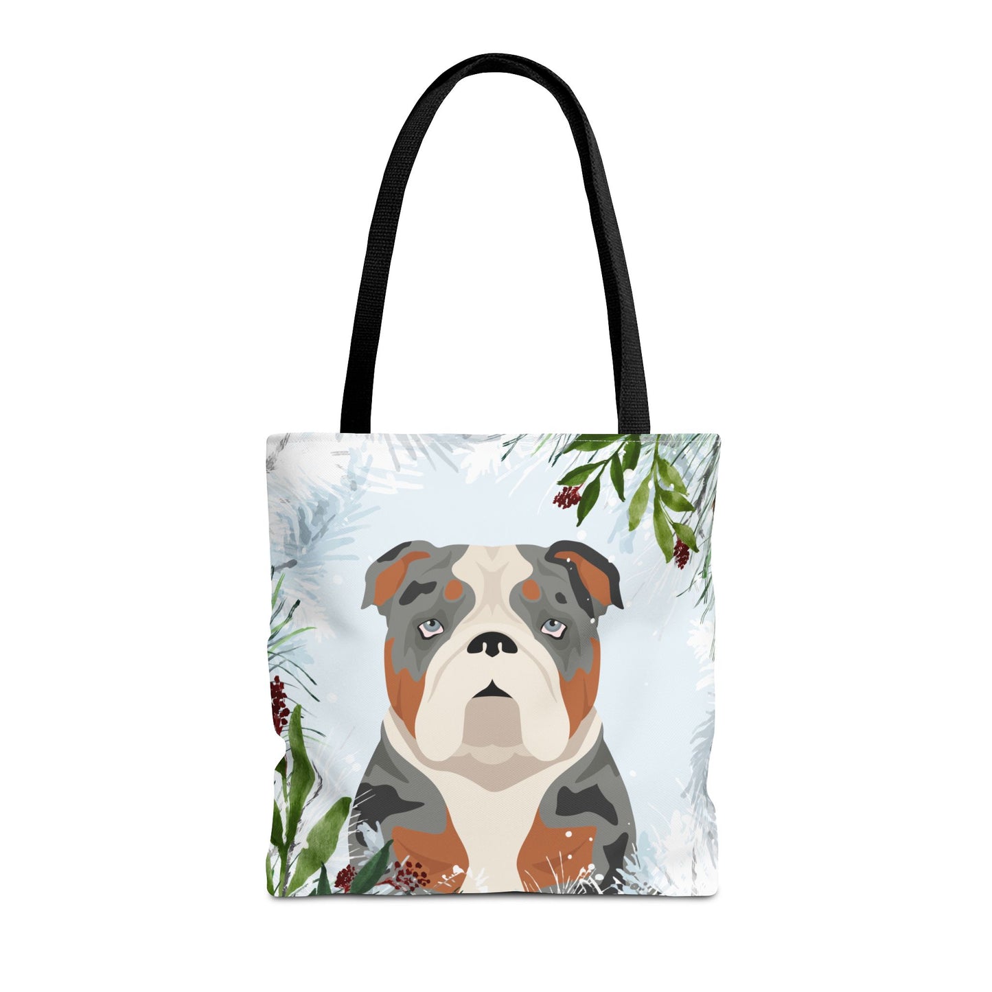 Bulldog Dog Christmas Holiday Tote Bag 16x16