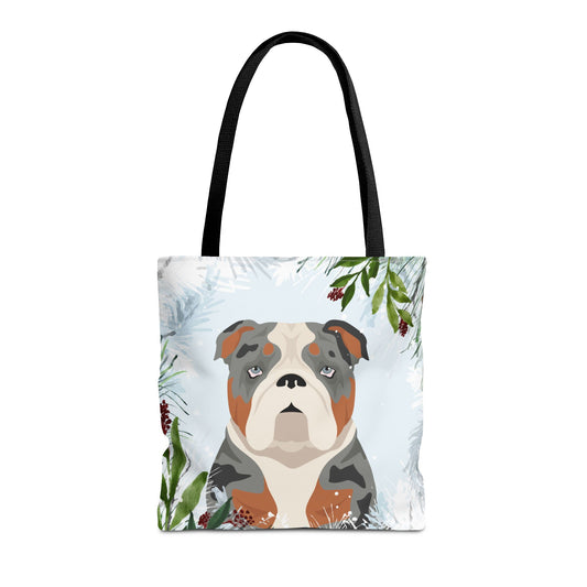 Bulldog Dog Christmas Holiday Tote Bag 16x16