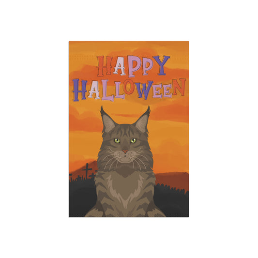 Mainecoon Cat Halloween Garden Flag