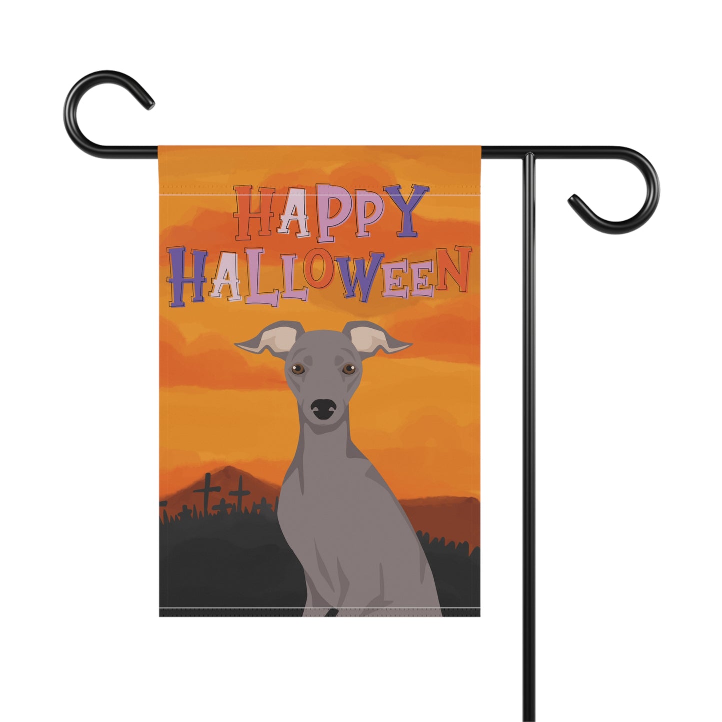 Italian Greyhound Dog Halloween Garden Flag