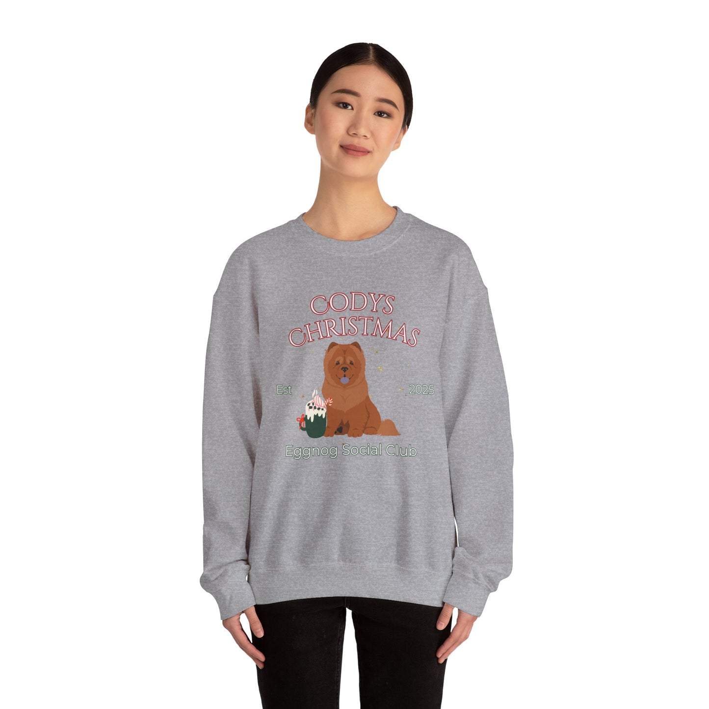 Chow Chow Dog Christmas Social Club Unisex Heavy Blend Crewneck Sweatshirt Custom Name