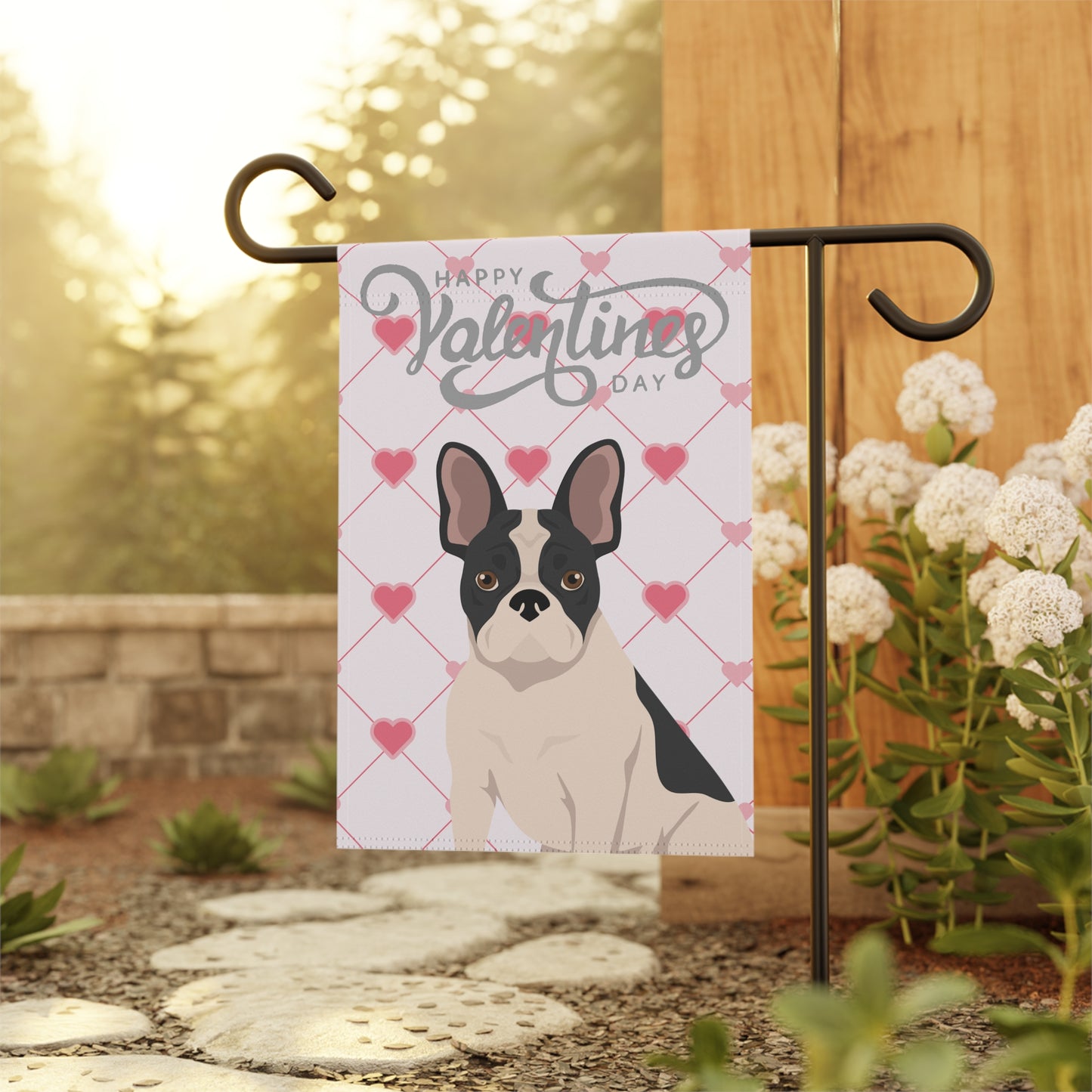French Bulldog Dog Valentines Day Garden Flag