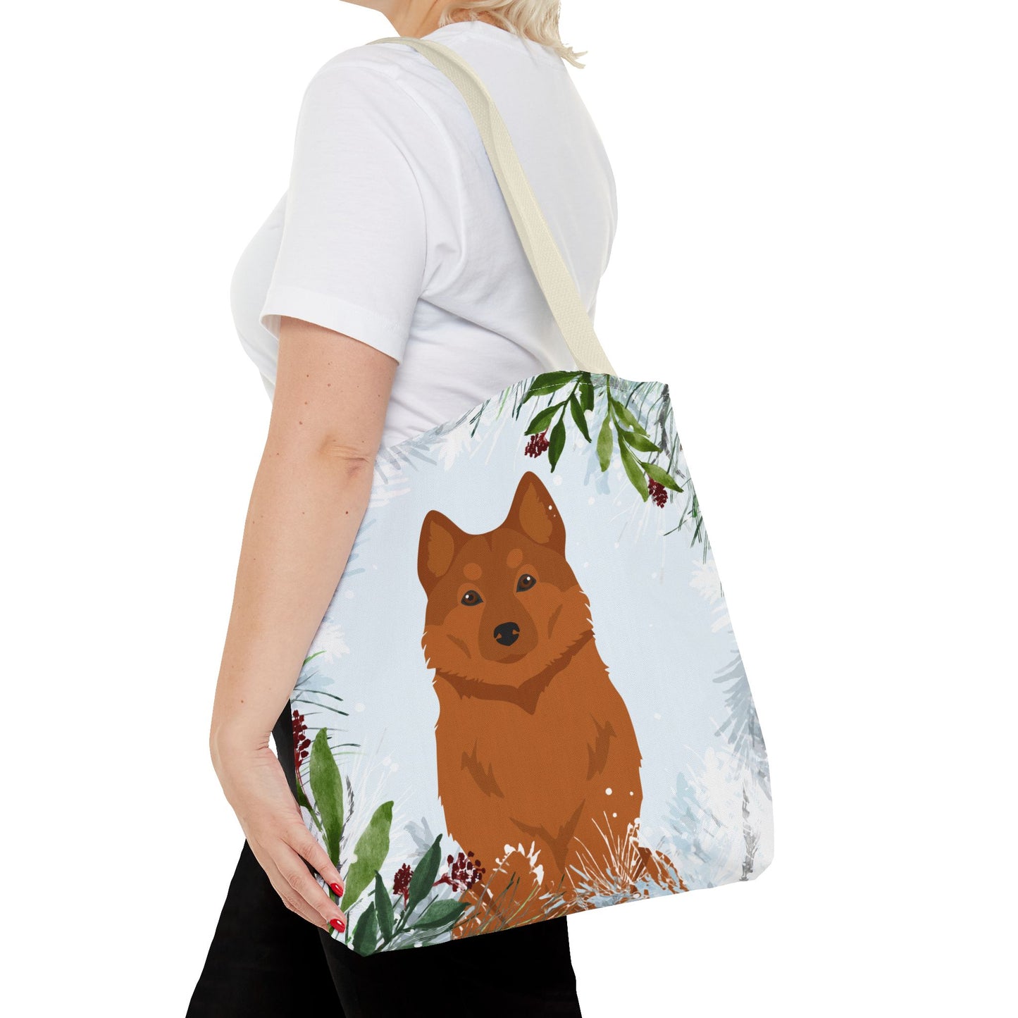 Finnish Spitz Dog Christmas Holiday Tote Bag 16x16