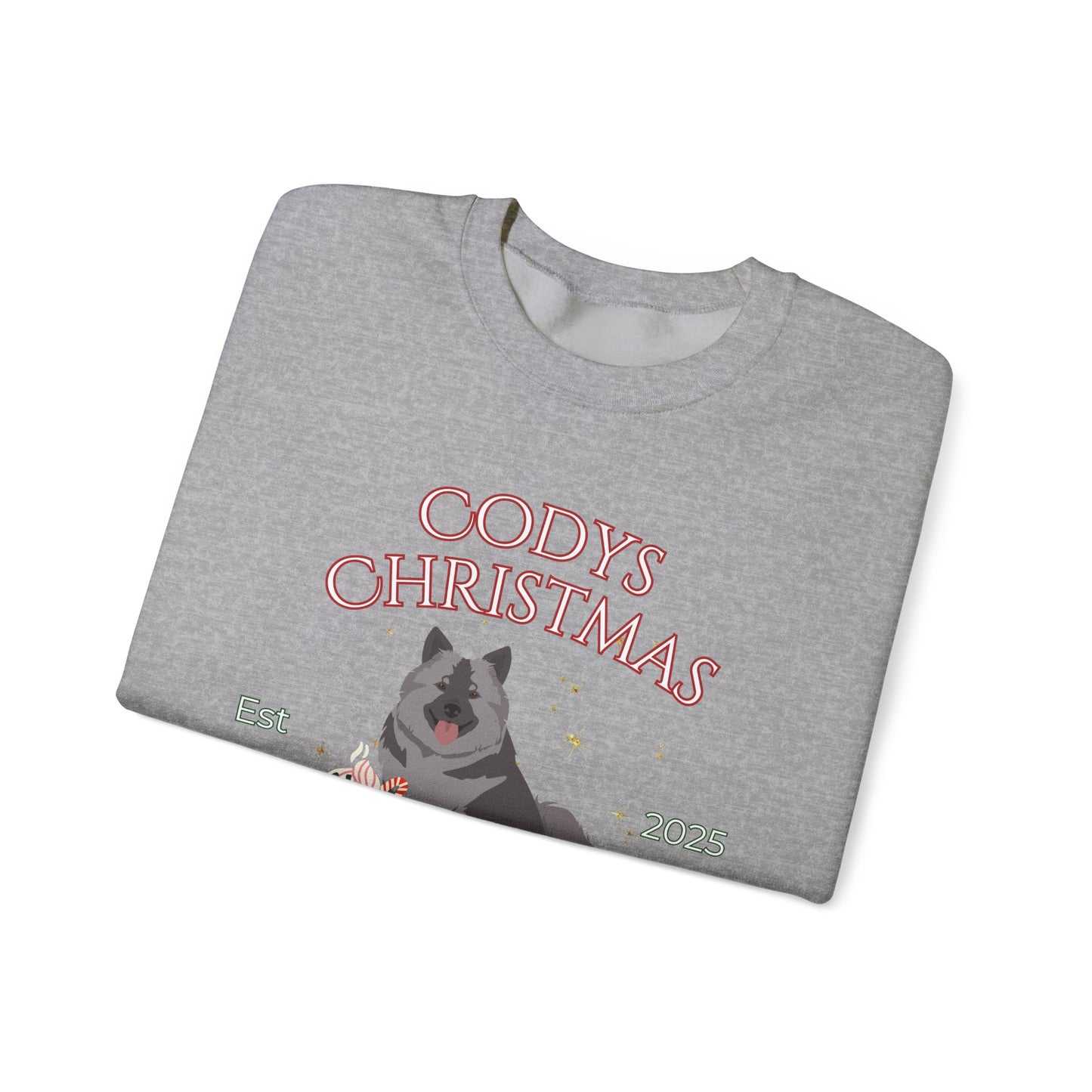 Keeshond Dog Christmas Social Club Unisex Heavy Blend Crewneck Sweatshirt Custom Name