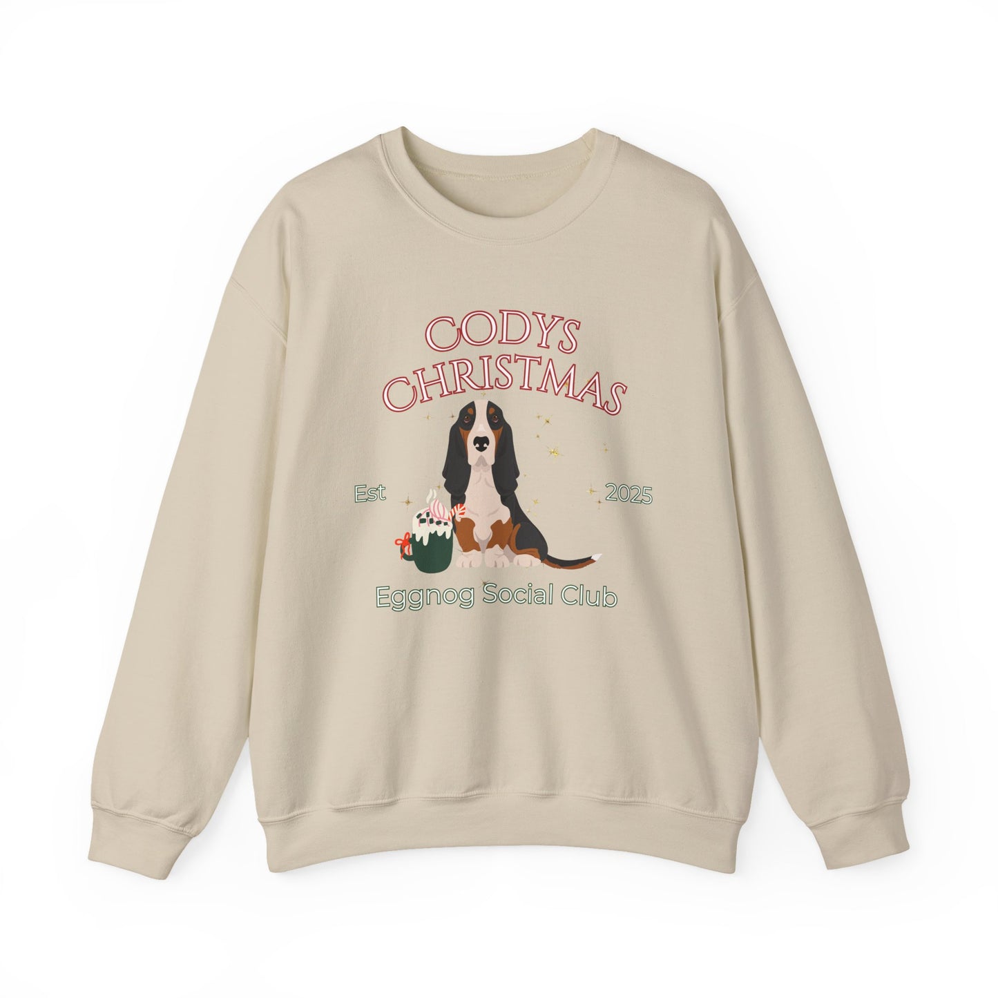 Basset Hound Dog Christmas Social Club Unisex Heavy Blend Crewneck Sweatshirt Custom Name