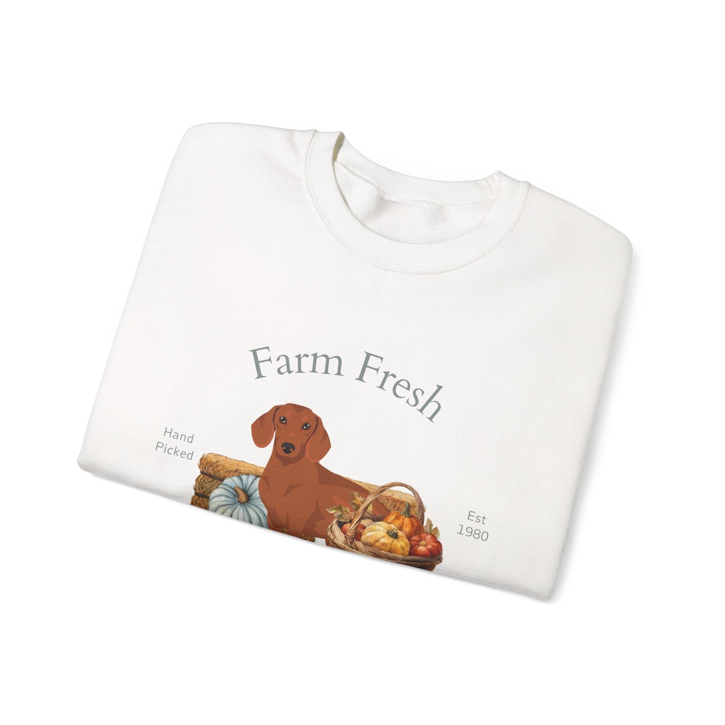 Dachshund Dog Fall Farm Fresh Unisex Heavy Blend Crewneck Sweatshirt
