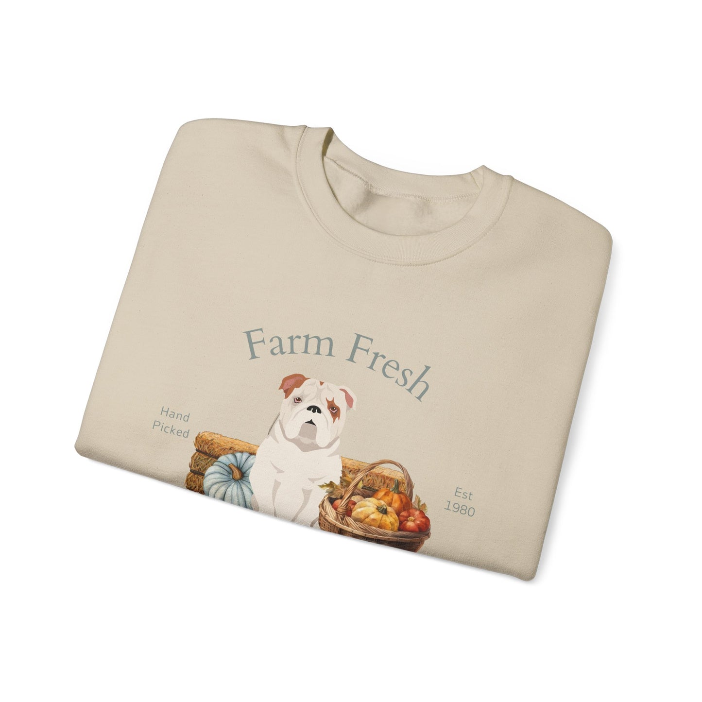 Bulldog Dog Fall Farm Fresh Unisex Heavy Blend Crewneck Sweatshirt