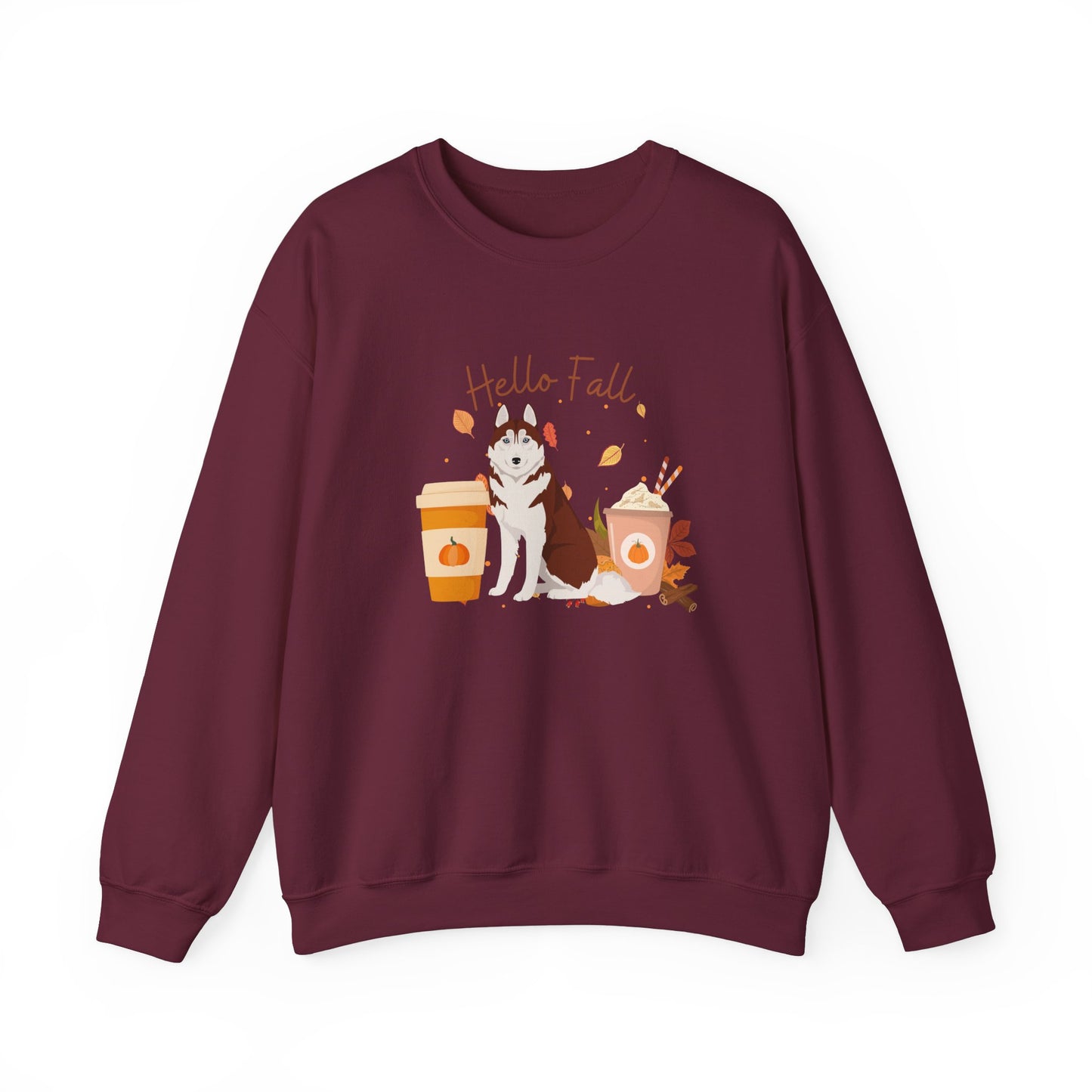 Siberian Husky Dog Fall Halloween Unisex Heavy Blend Crewneck Sweatshirt