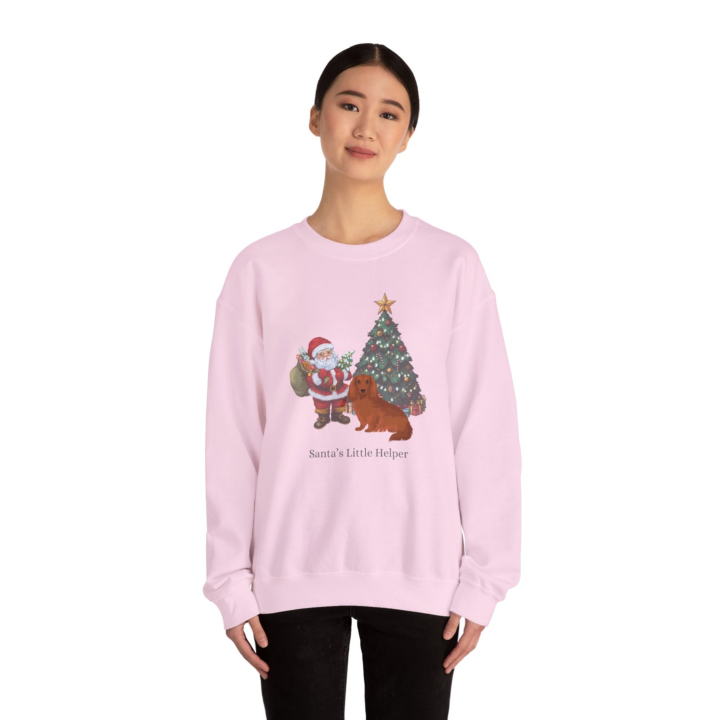 Dachshund Dog Santa's Little Helper Unisex Heavy Blend Crewneck Sweatshirt