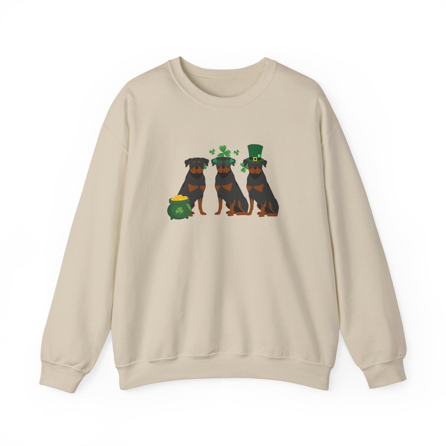 Rottweiler Dog St Patricks Day Unisex Heavy Blend Crewneck Sweatshirt, St Pattys day, Cute Dog Mom Gift