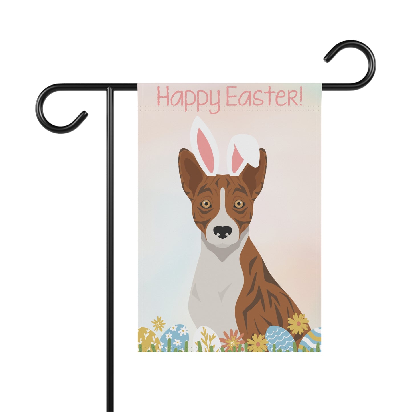 Basenji Dog Happy Easter Garden Flag
